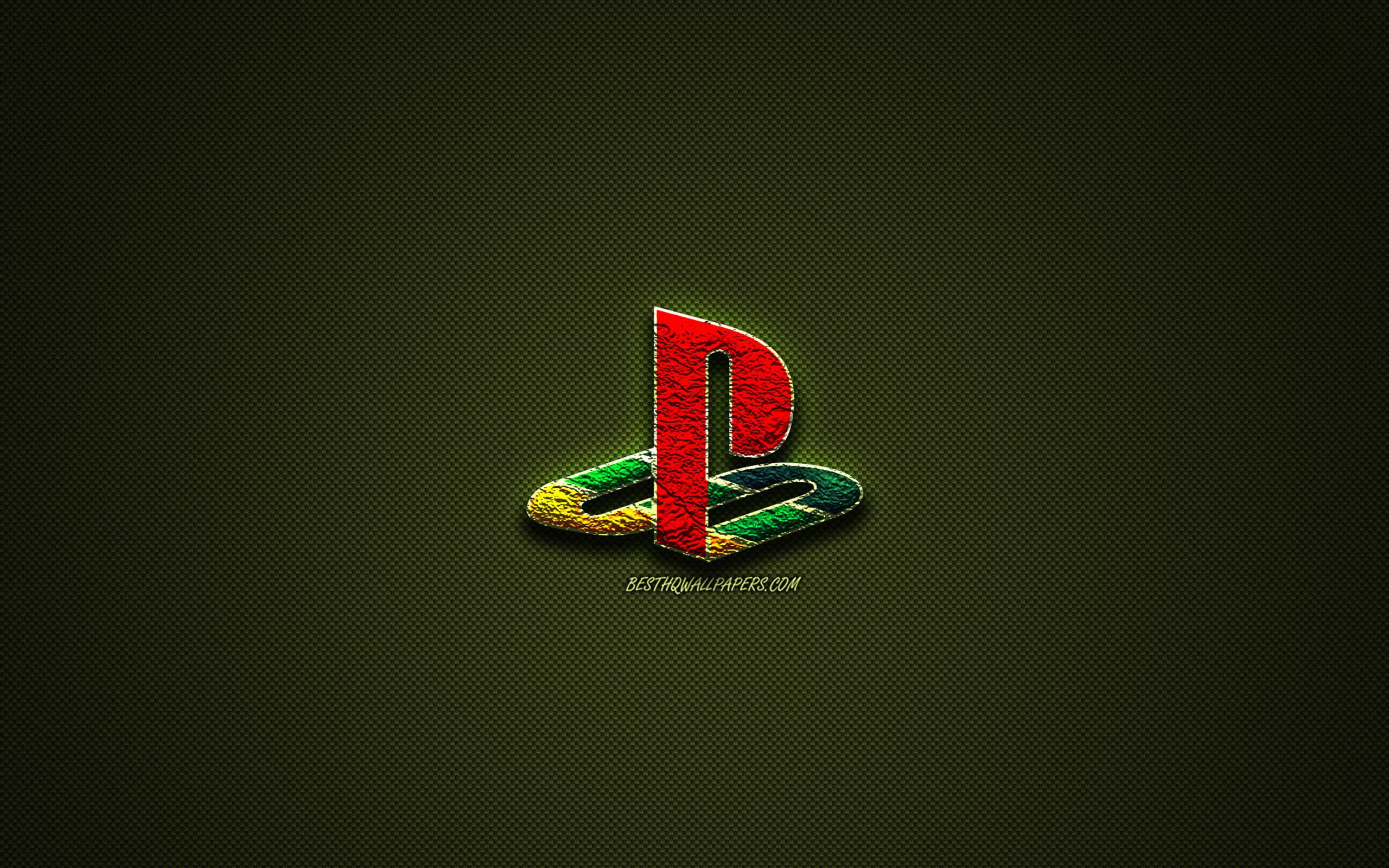 2560x1600 Download wallpaper PlayStation logo, green creative logo, PS floral art logo, PlayStation emblem, green carbon fiber, PlayStation, creative art for desktop with resolution 2560x1600. High Quality HD picture wallpaper