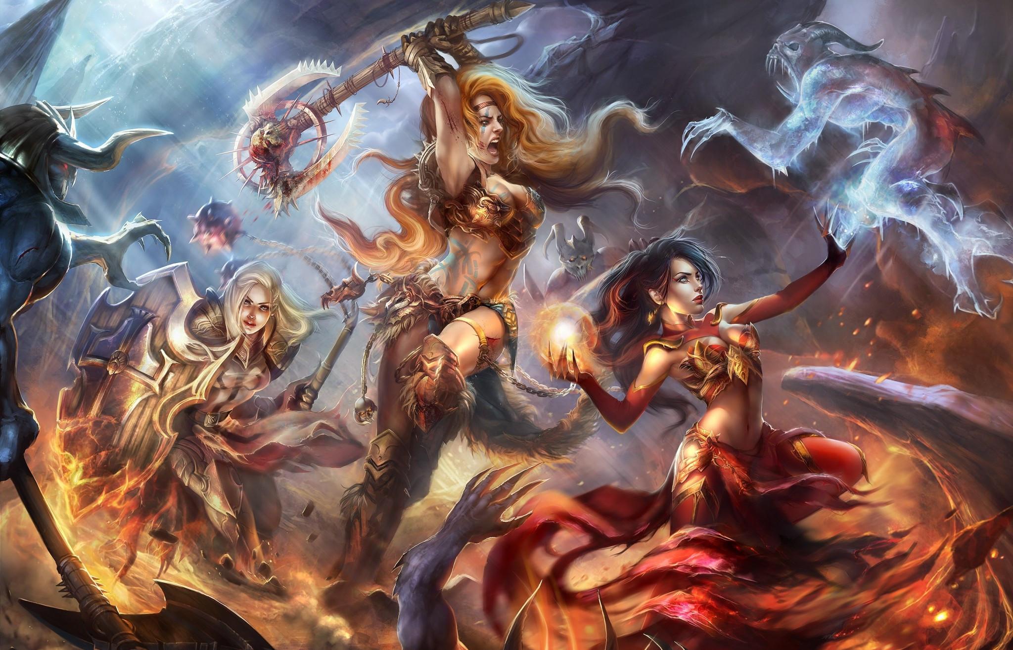 2048x1315 Download 2048x1315 Diablo 3: Reaper Of Souls, Wizard, Warrior, Magic, Monsters Wallpaper