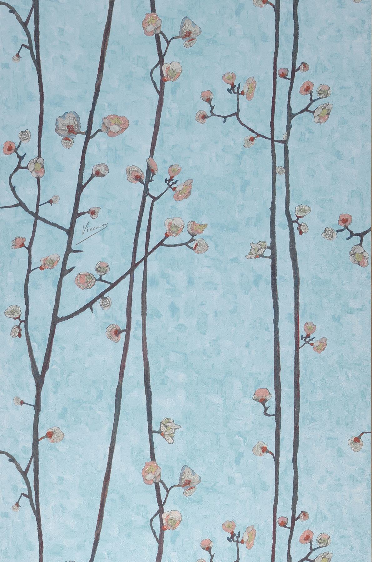 1191x1800 Wallpaper VanGogh Branches light pastel turquoise