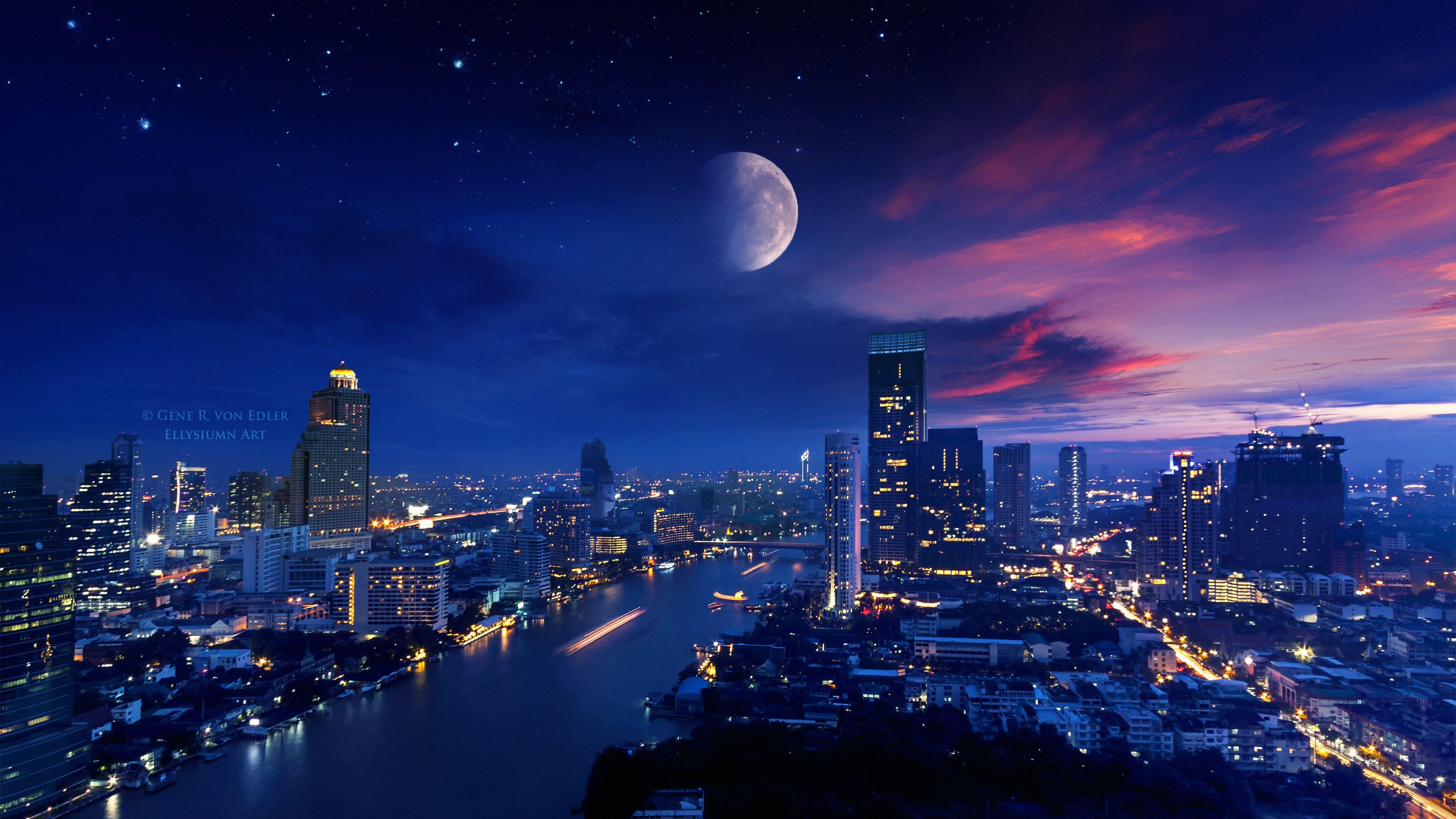 3840x2160 Desktop City Lights 4k Wallpaper