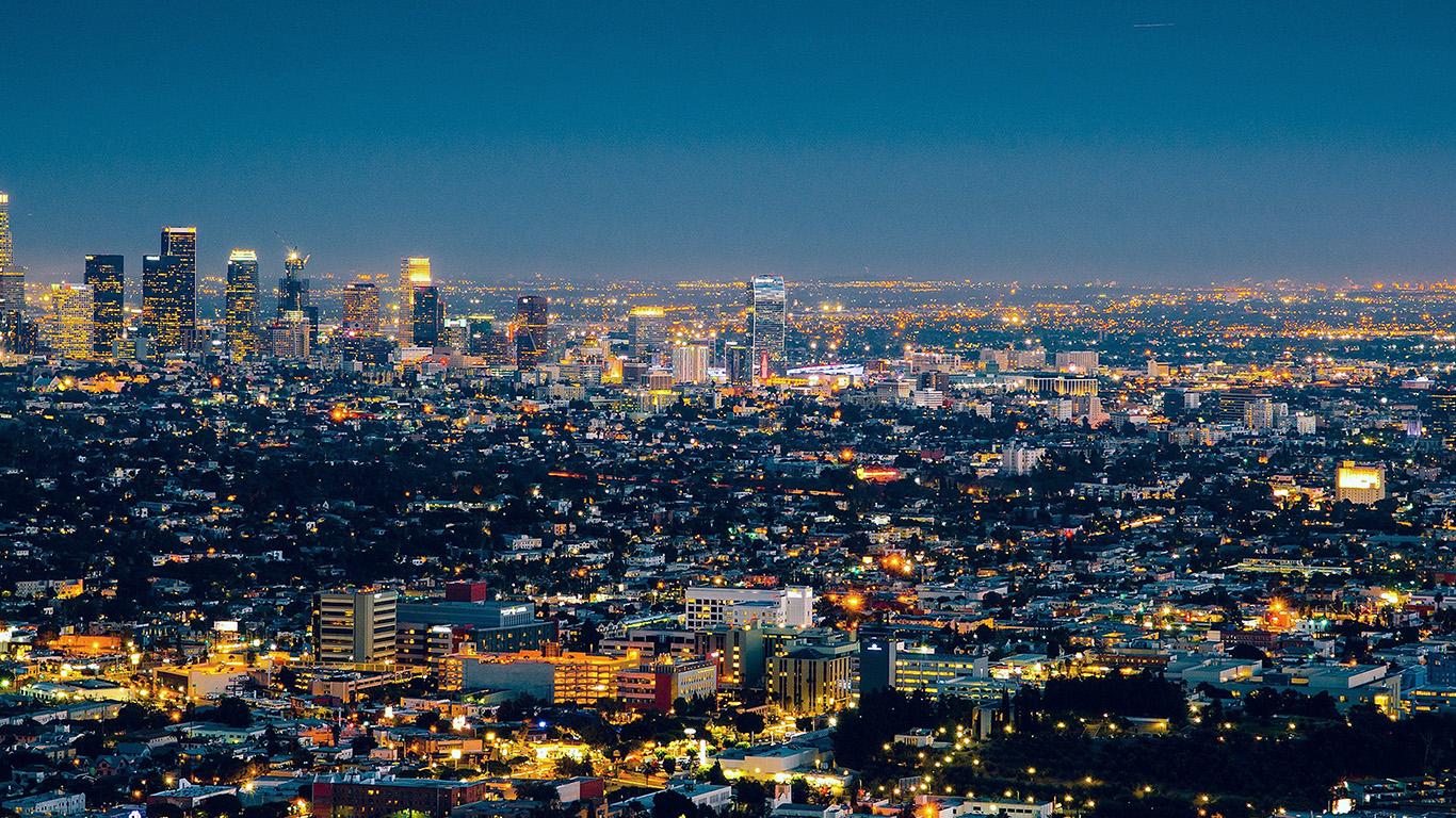 1366x768 wallpaper for desktop, laptop. night city light building blue sky