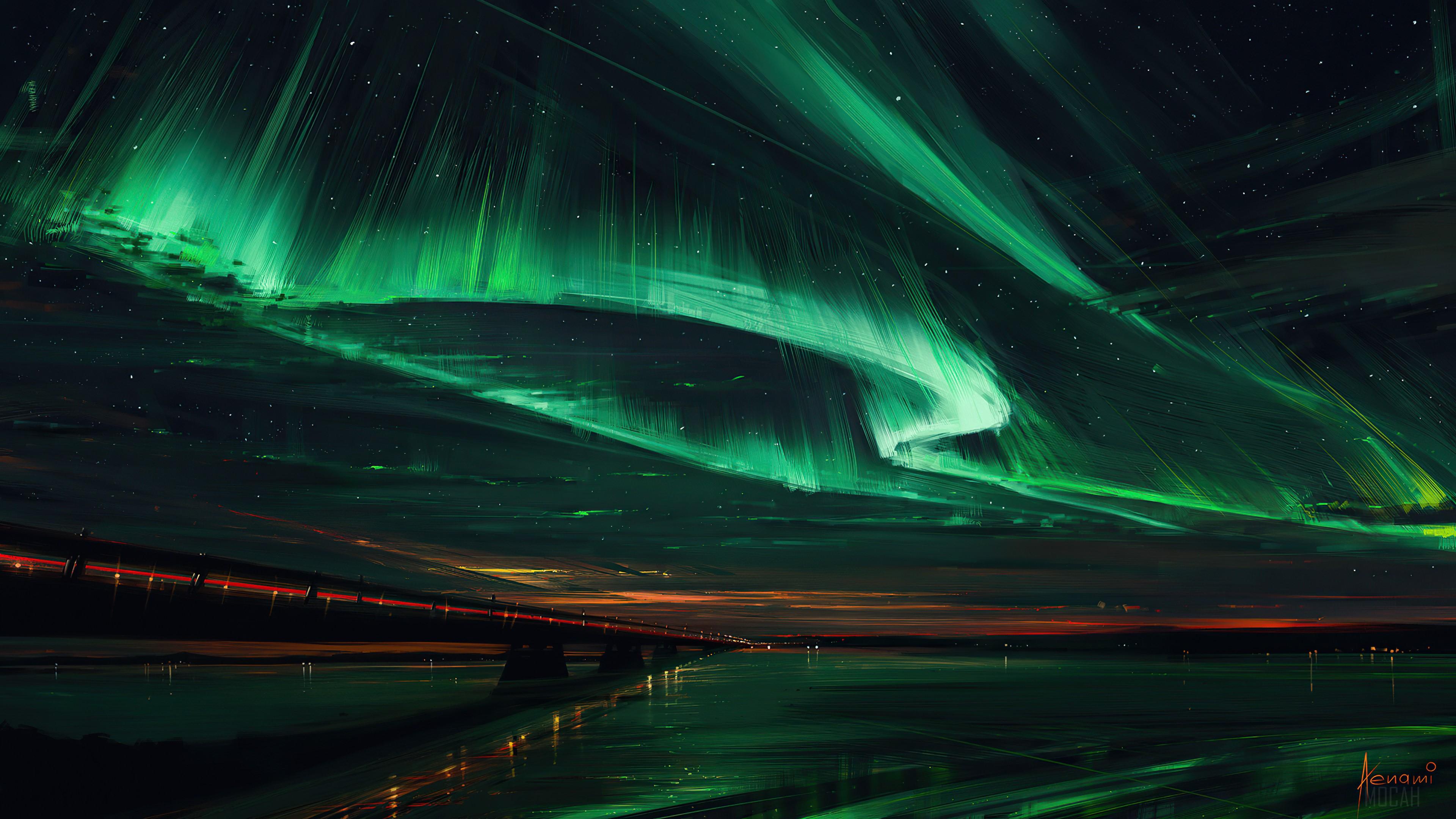 3840x2160 Northern Lights, Aurora Borealis, Art, Scenery 4k wallpaper. Mocah HD Wallpaper