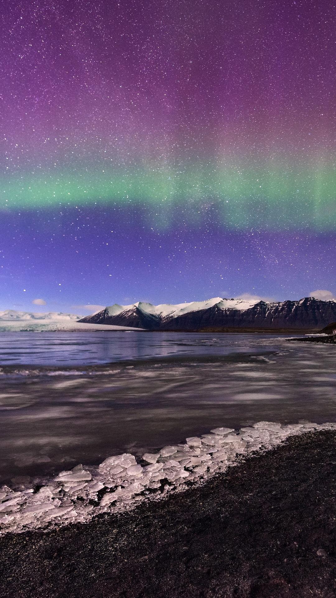 1080x1920 Northern Lights Aurora Glacier Landscape 4k iPhone 6s, 6 Plus, Pixel xl , One Plus 3t, 5 HD 4k Wallpaper, Image, Background, Photo and Picture