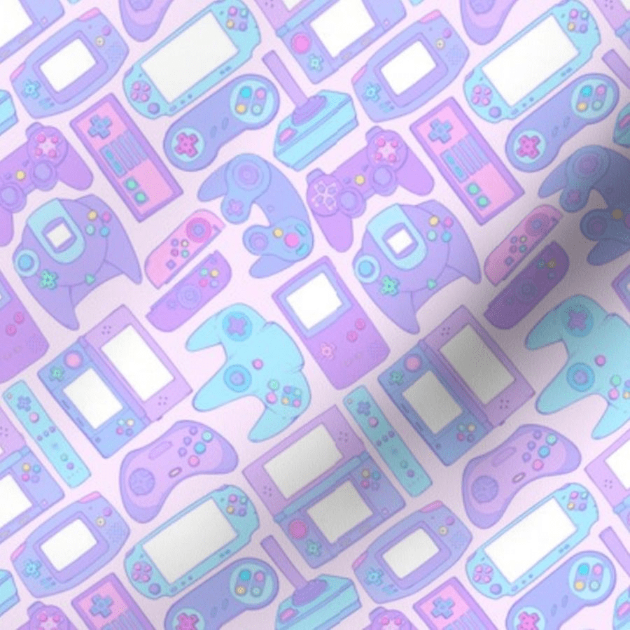 900x900 Colorful fabrics digitally printed by Spoonflower Game Controllers in Pastel Colors. Pastel colors, Video game pattern, Video game controller