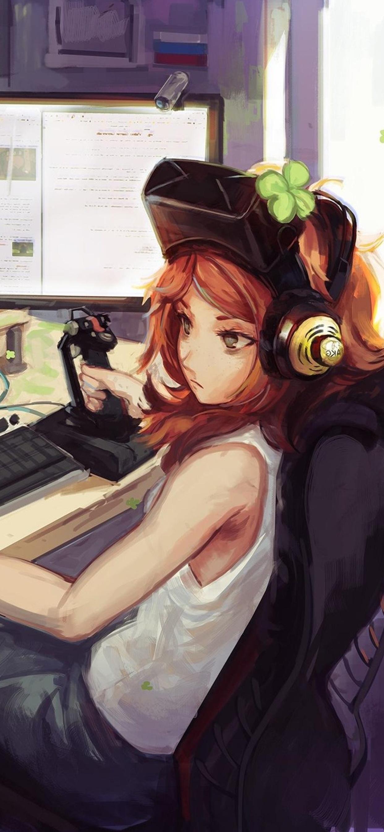 1242x2688 Kawaii Gamer Pretty Anime Girl Anime