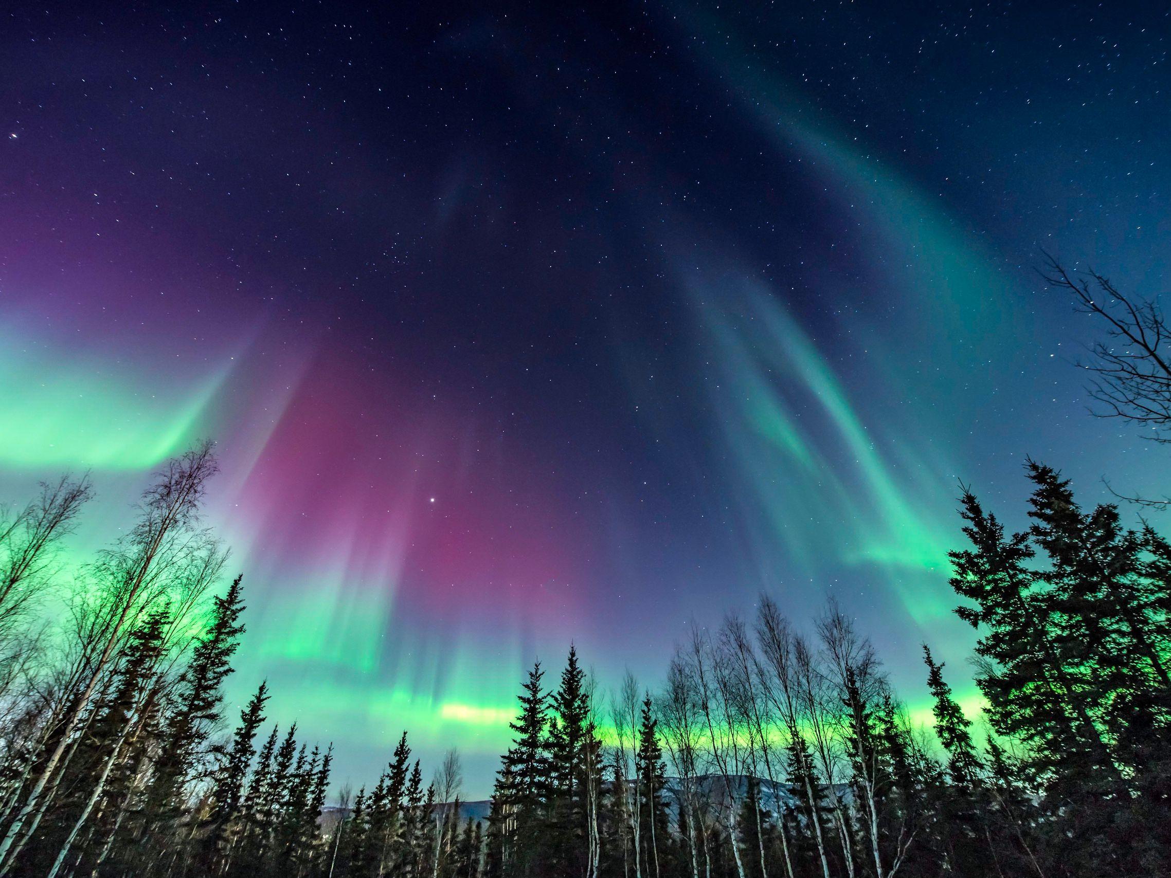2277x1708 Purple And Green Aurora Borealis. Northern lights wall mural, Northern lights tattoo, Northern lights wallpaper