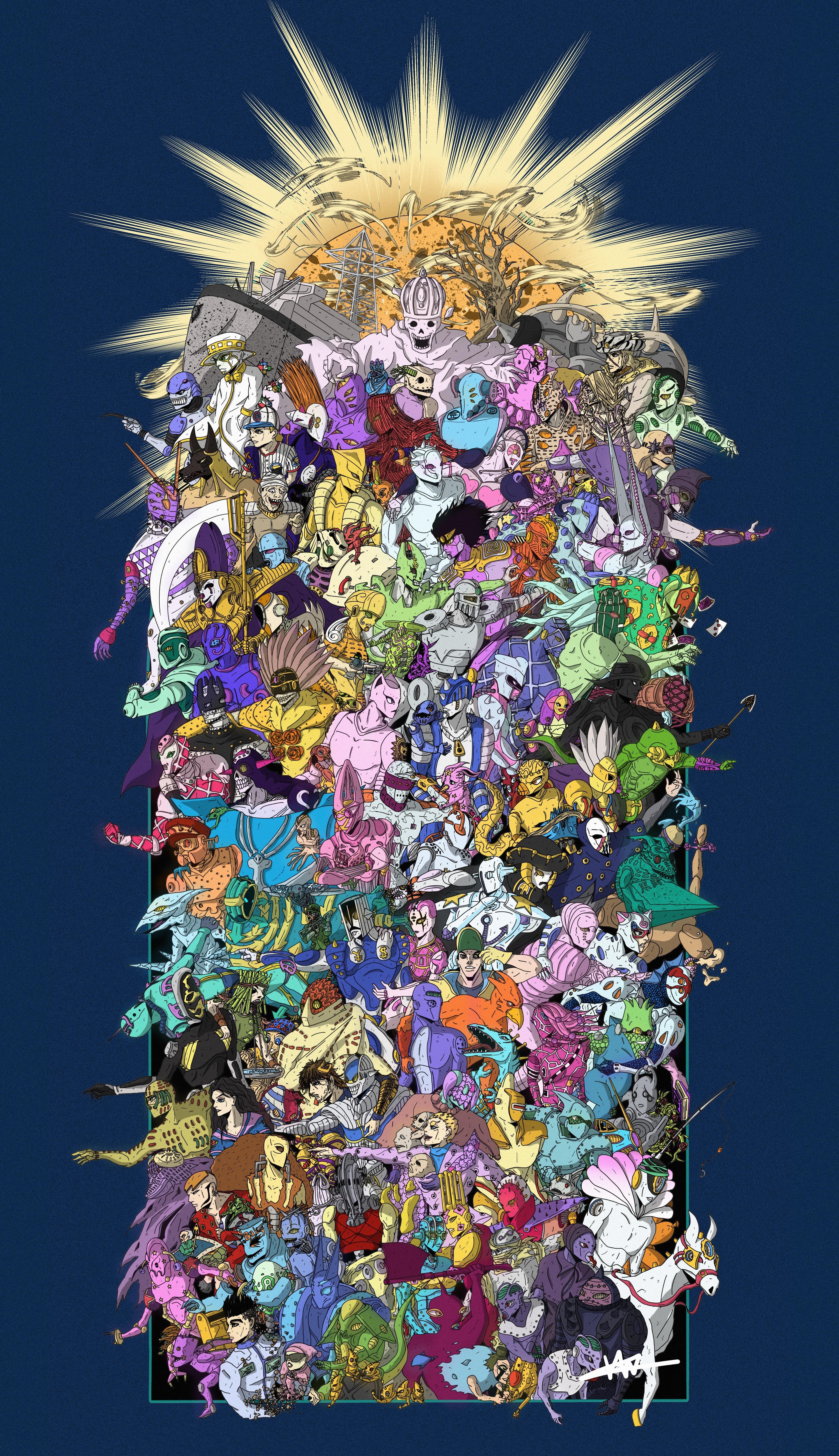 4189x7264 EVERY. SINGLE. FRIGGIN. STAND. so far. Jojo bizzare adventure, Jojo's bizarre adventure stands, Jojo bizarre