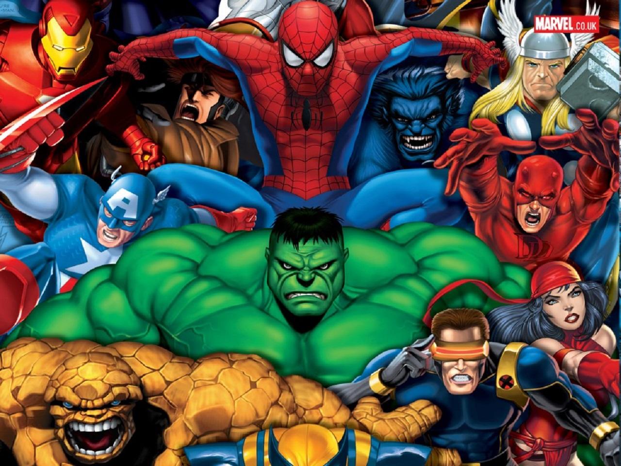 1280x960 Iron Man Captain America Spider Man Hulk Thing Marvel Comics Cyclops Marvel Comics Elektra Marvel Co Wallpaper:1280x960