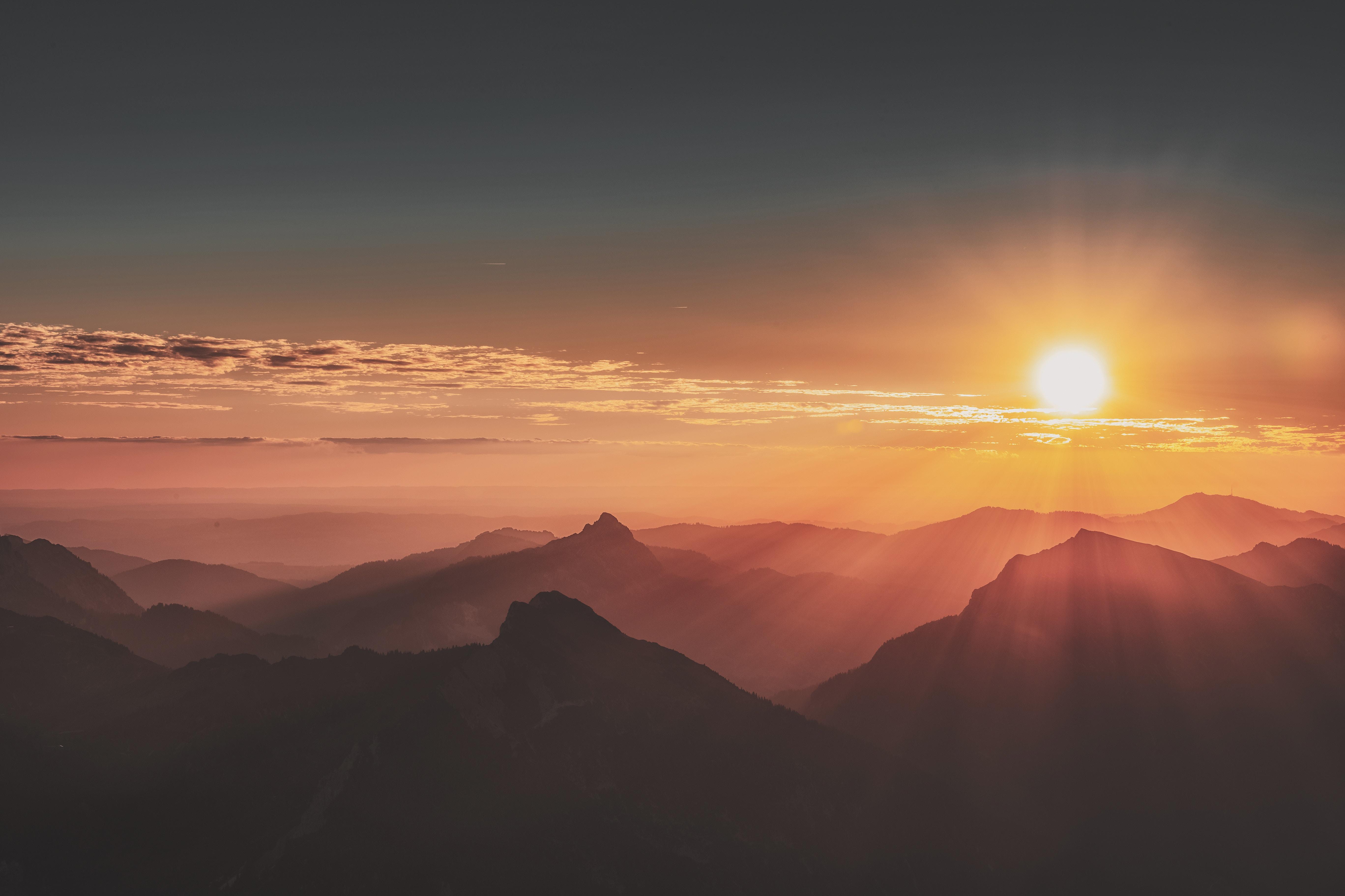 5472x3648 Sunrise Mountains Landscape Evening 5k, HD Nature, 4k Wallpaper, Image, Background, Photo and Picture