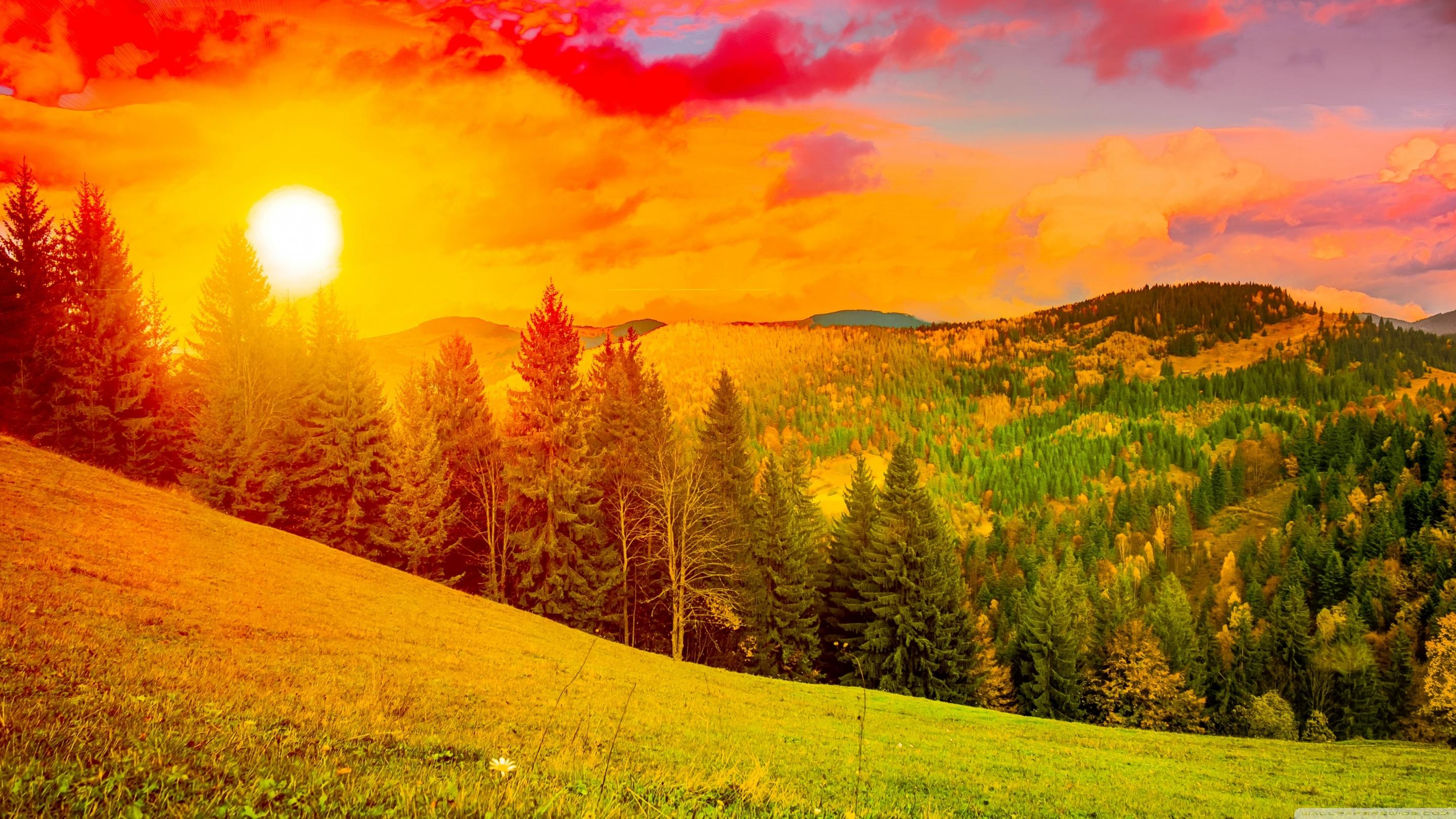 2880x1620 Colorful Mountain Sunrise Mountain Wallpaper HD
