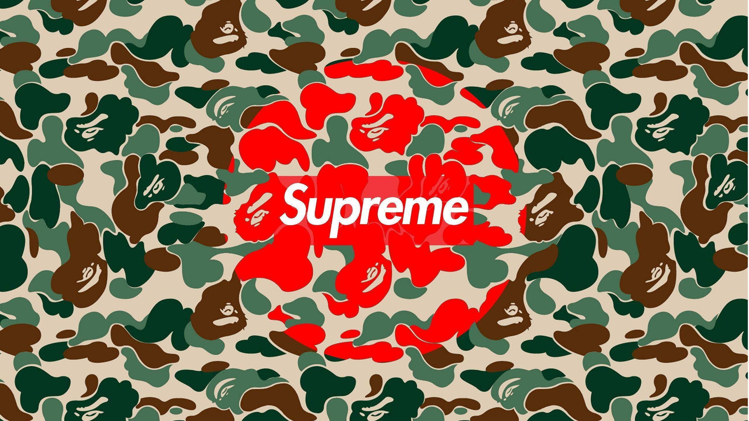 2560x1440 Red BAPE Supreme Wallpaper