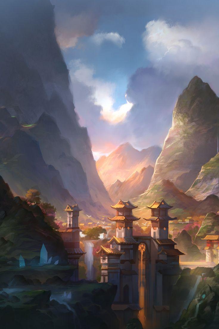 735x1102 Mountain Village Illustration. Mountain illustration, Illustration, Mountain village