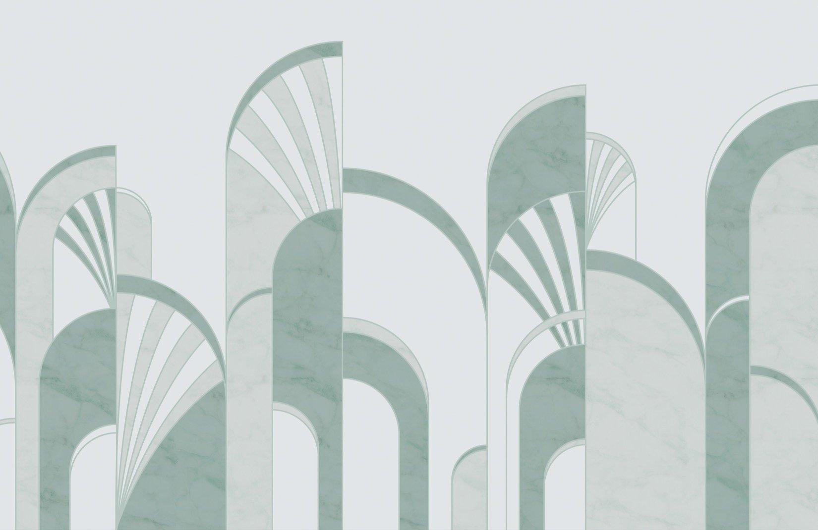 1650x1070 Green Art Deco Arches Print Wallpaper Mural