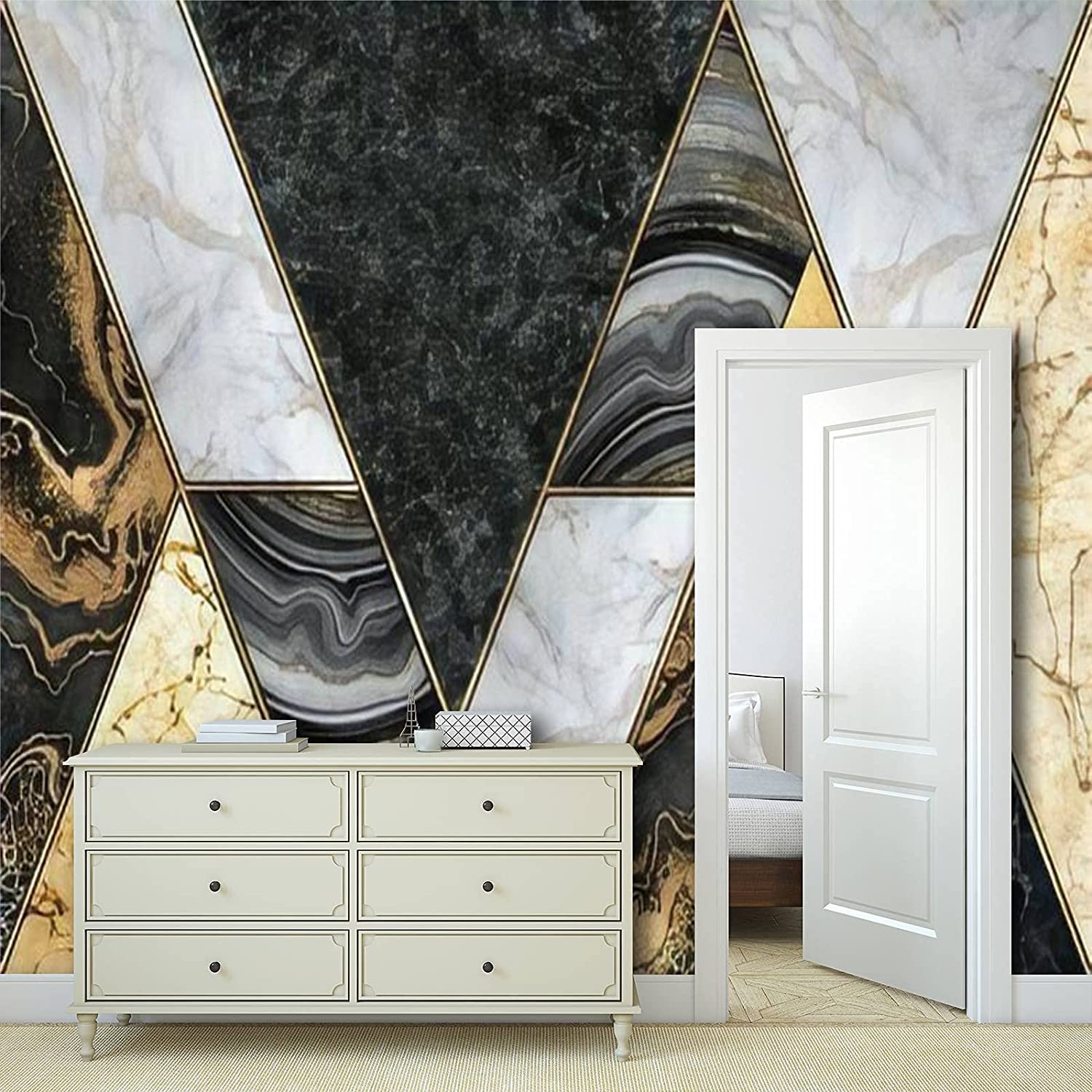 1500x1500 Self Adhesive Peel and Stick Wallpaper PVC Print Wall Mural Abstract Marble Mosaic Background Art Deco Wallpaper Artificial Stone Home Removable Wall Decal for Living Room Poster Sticker : Tools