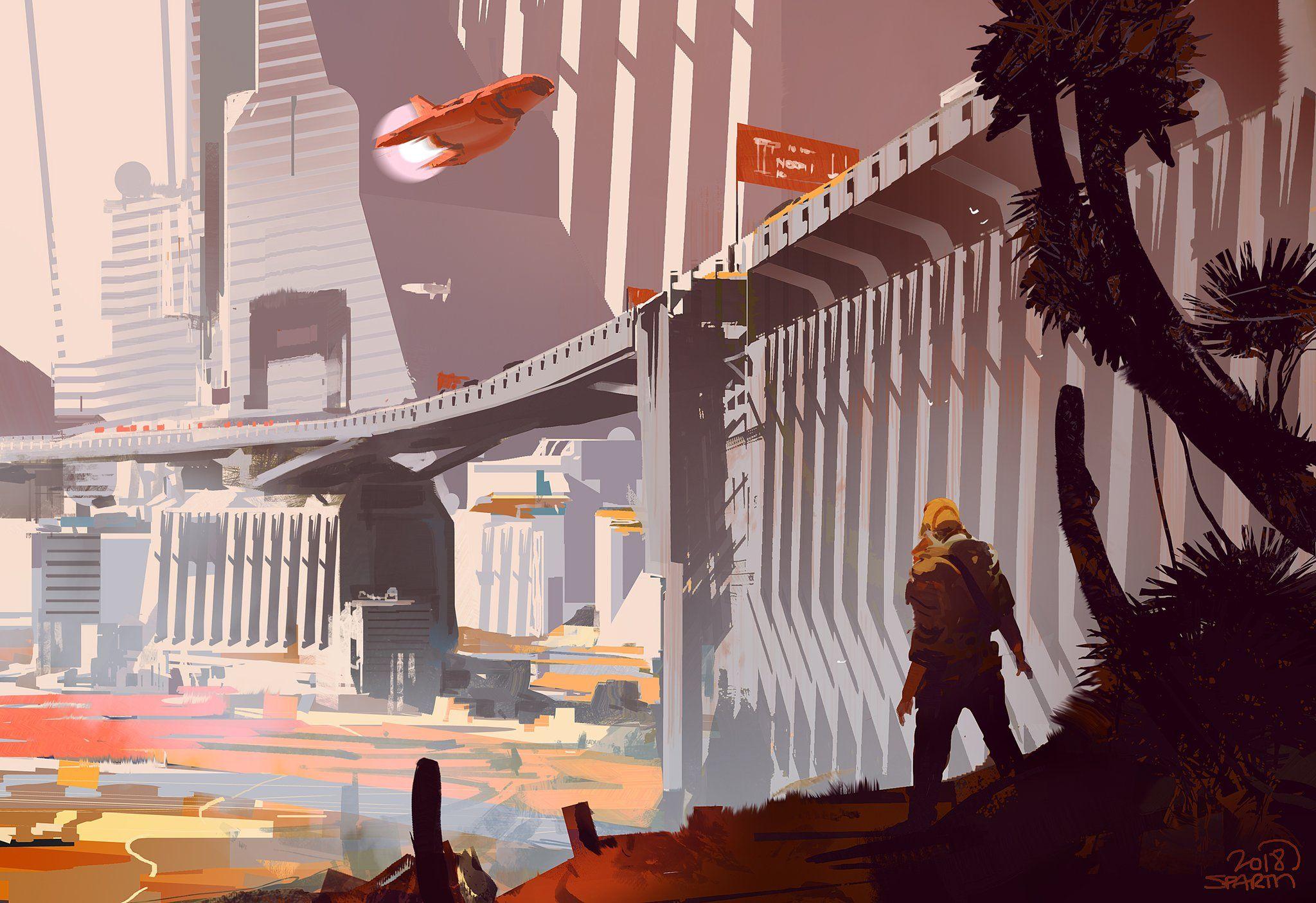 2048x1405 day 23 #maysketchaday more technology for this one. 1930s art deco poster adapted to scifi. Art deco city, 1930s art deco, Futuristic art