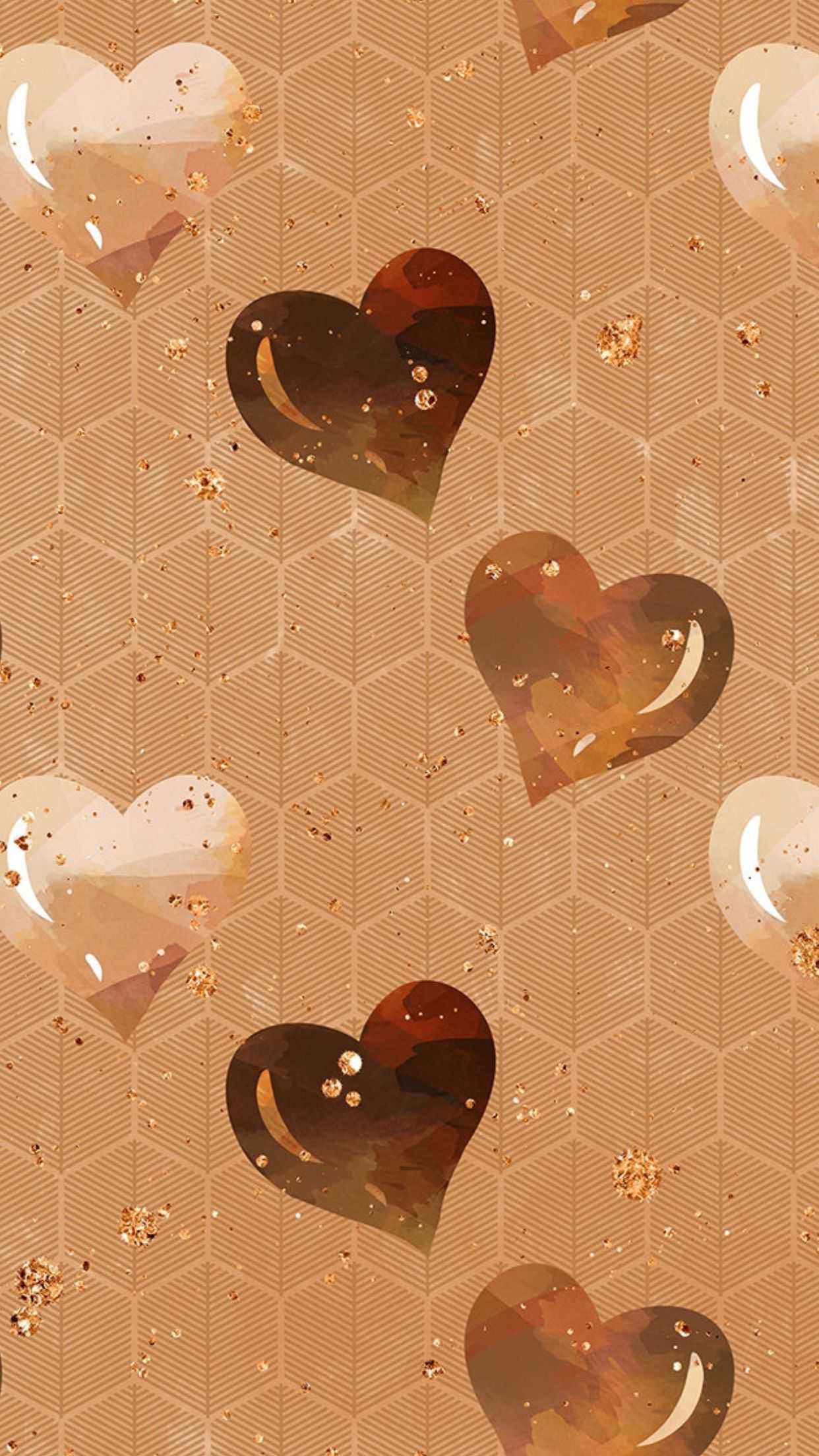 1242x2208 Brown Heart Wallpaper