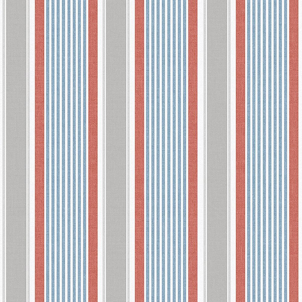 1000x1000 Nautical Stripe Wallpaper Childrens Bedroom Nursery Red Blue Grey White K2