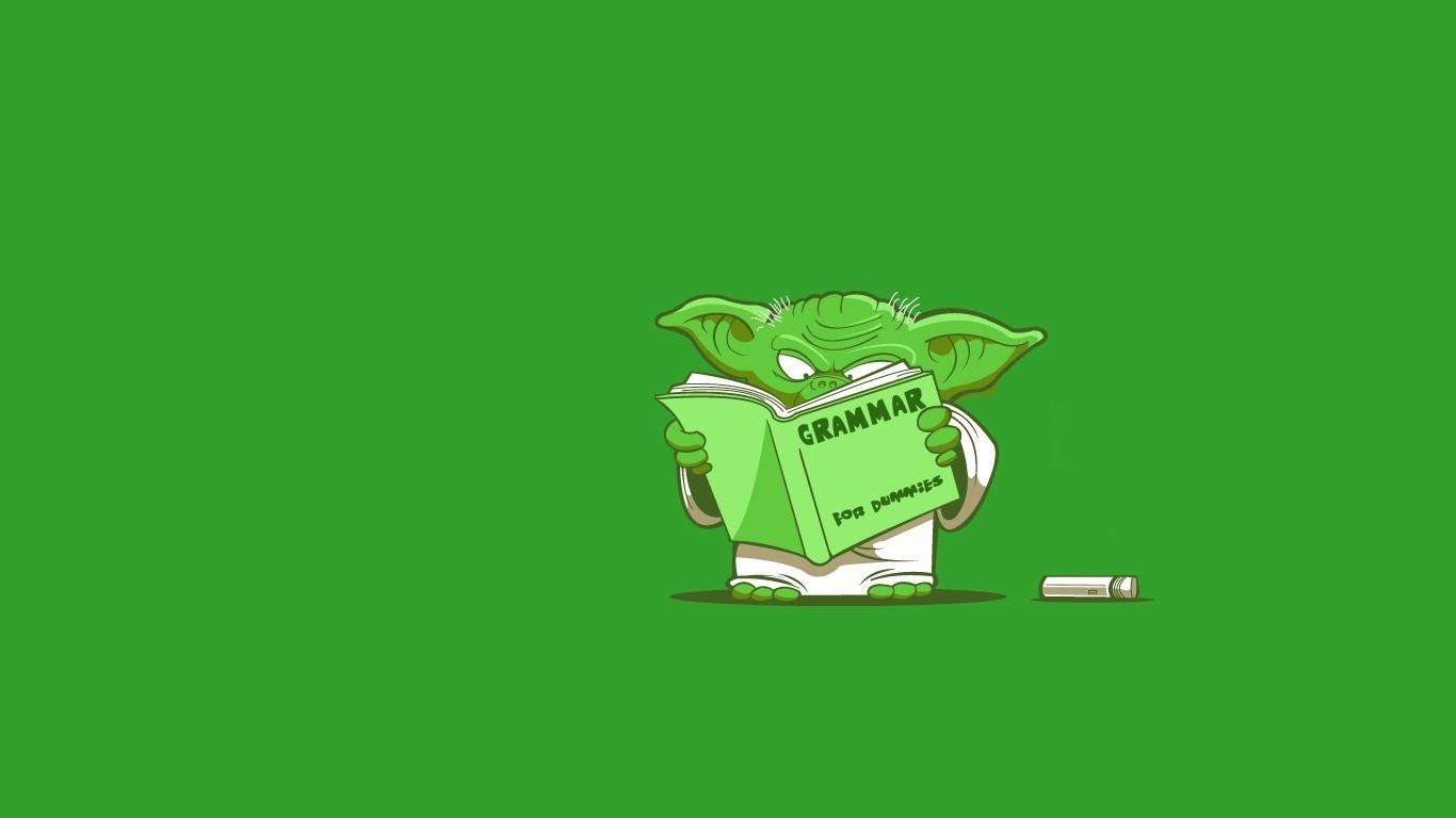 1366x768 #humor, #simple background, #minimalism, #Yoda, #green, #Star Wars, #Jedi, wallpaper. Mocah HD Wallpaper