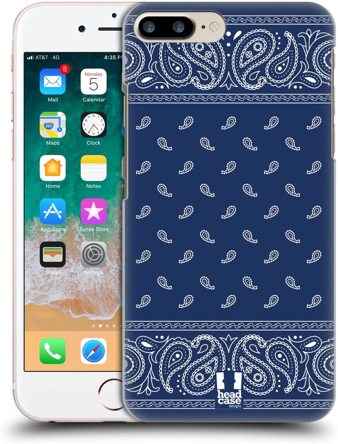1127x1478 Head Case Designs Square Blue Classic Paisley Bandana Hard Back Case And Matching Wallpaper Compatible With Apple IPhone 7 Plus IPhone 8 Plus : Cell Phones & Accessories