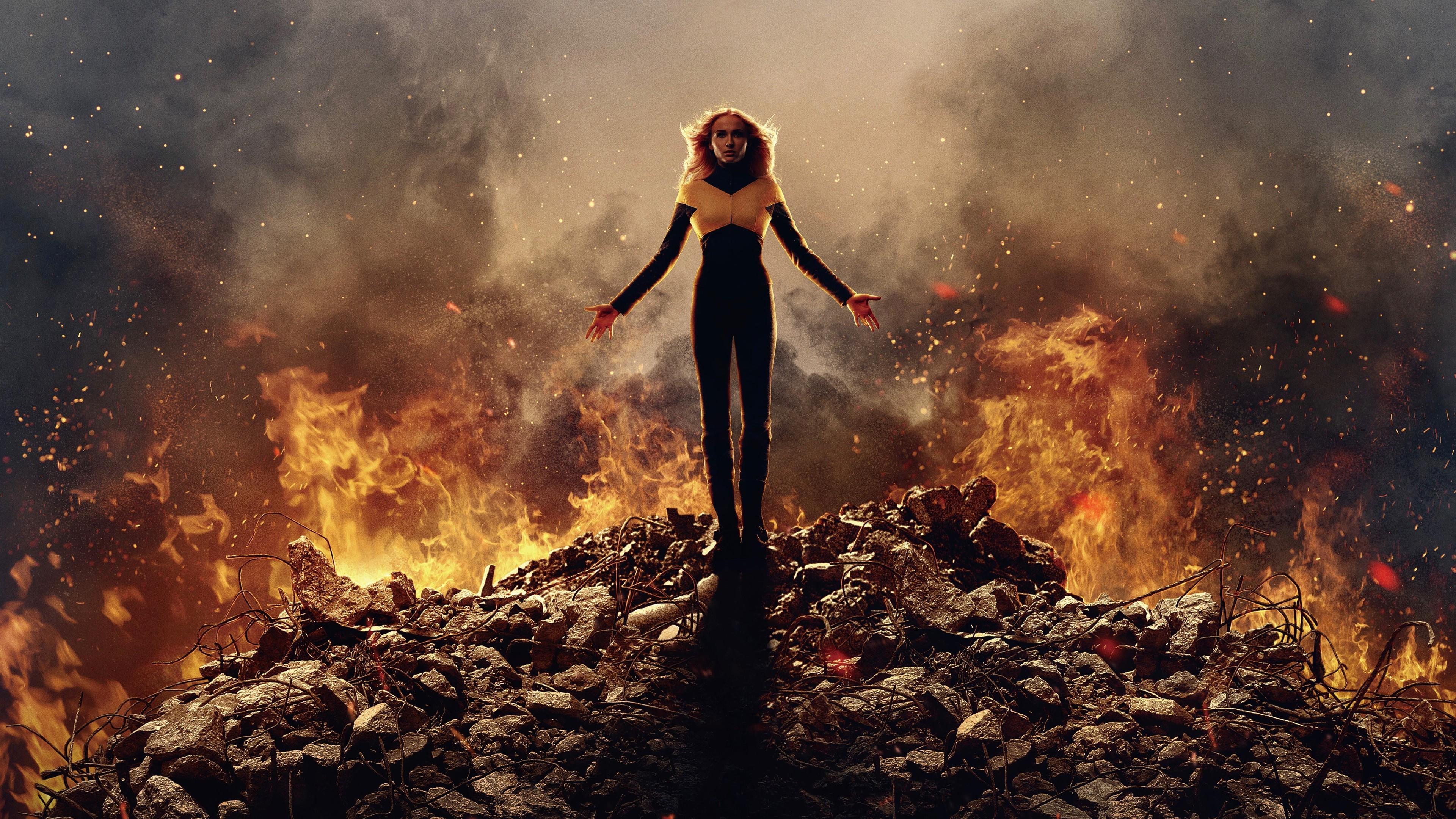 3840x2160 Jean Grey Marvel Comics Phoenix Sophie Turner X Men 4K HD Dark Phoenix Wallpaper