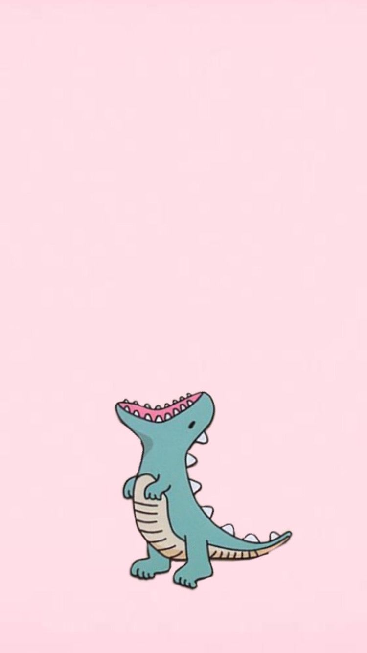 750x1335 Little Dinosaur Aesthetic Drawing Wallpaper