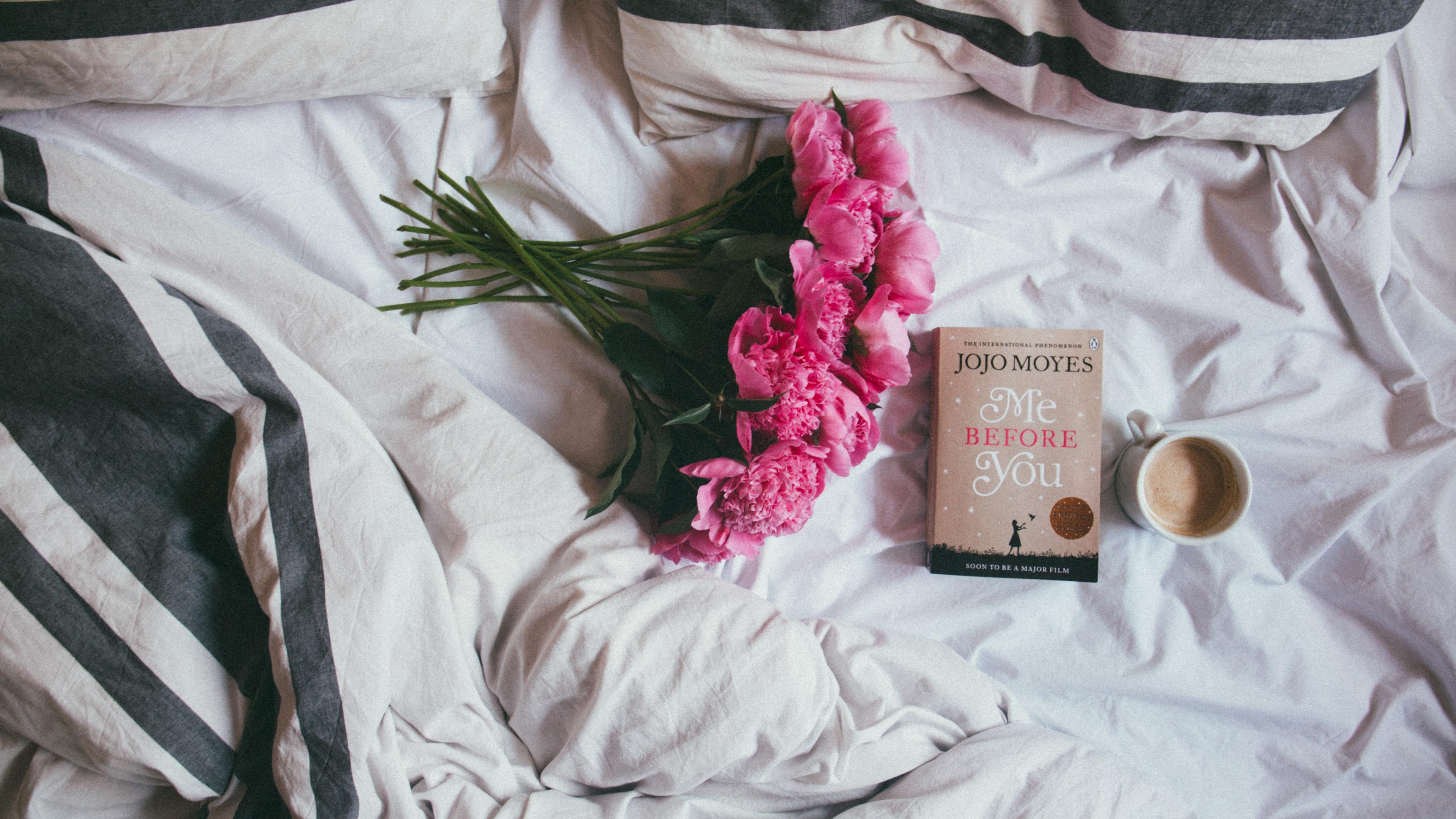 3840x2160 Desktop Wallpaper Flowers, Book And Cup Of Coffee, HD Image, Picture, Background, Cqiyin