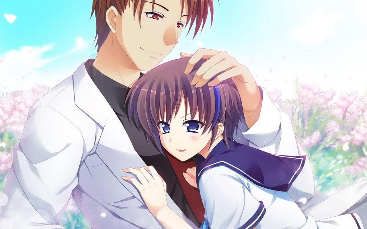 1280x800 Anime Couple Hug Wallpaper
