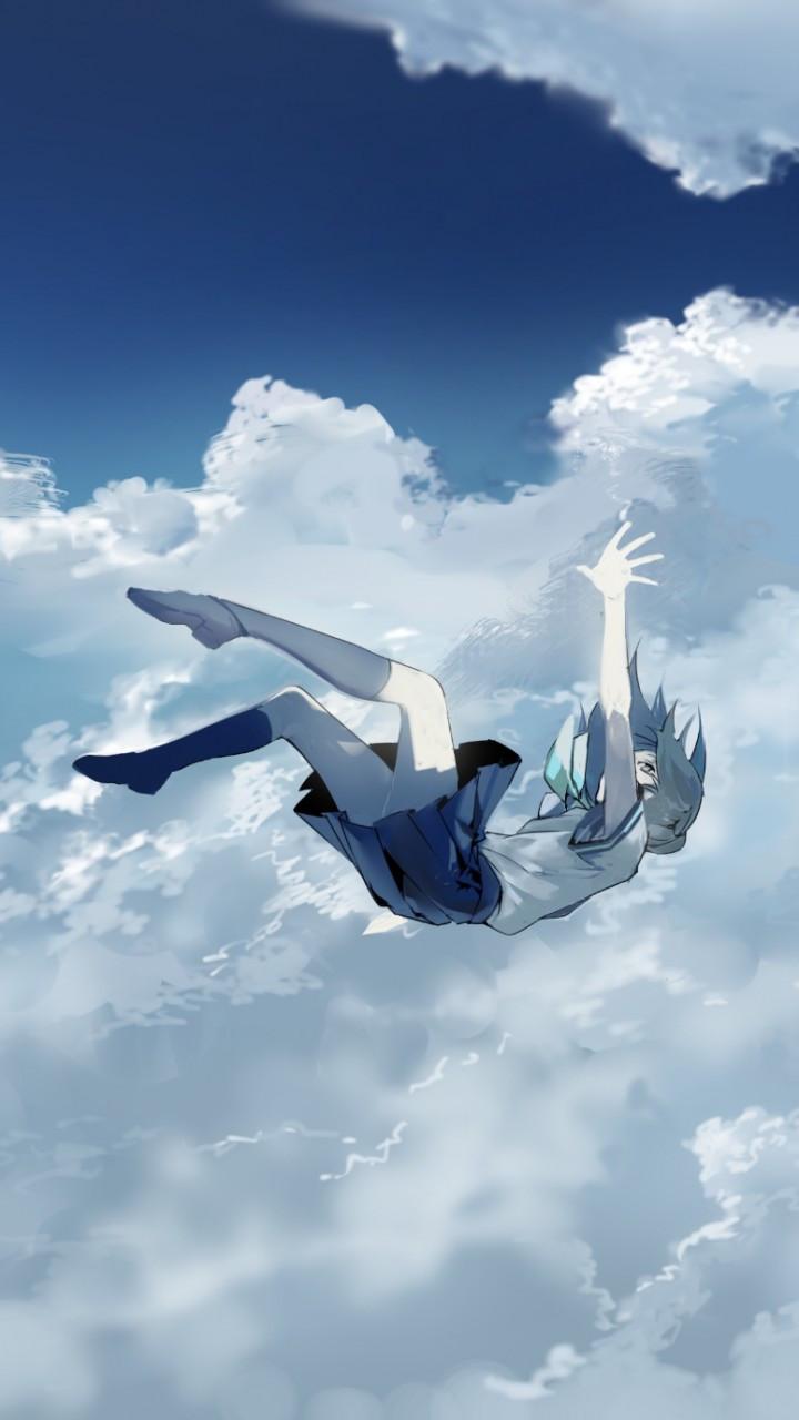 720x1280 Download 720x1280 Anime Girl, Falling Down, Clouds, Sky, School Uniform Wallpaper for Galaxy S Galaxy Note II, Galaxy Nexus, Alcatel One Touch Idol Ultra