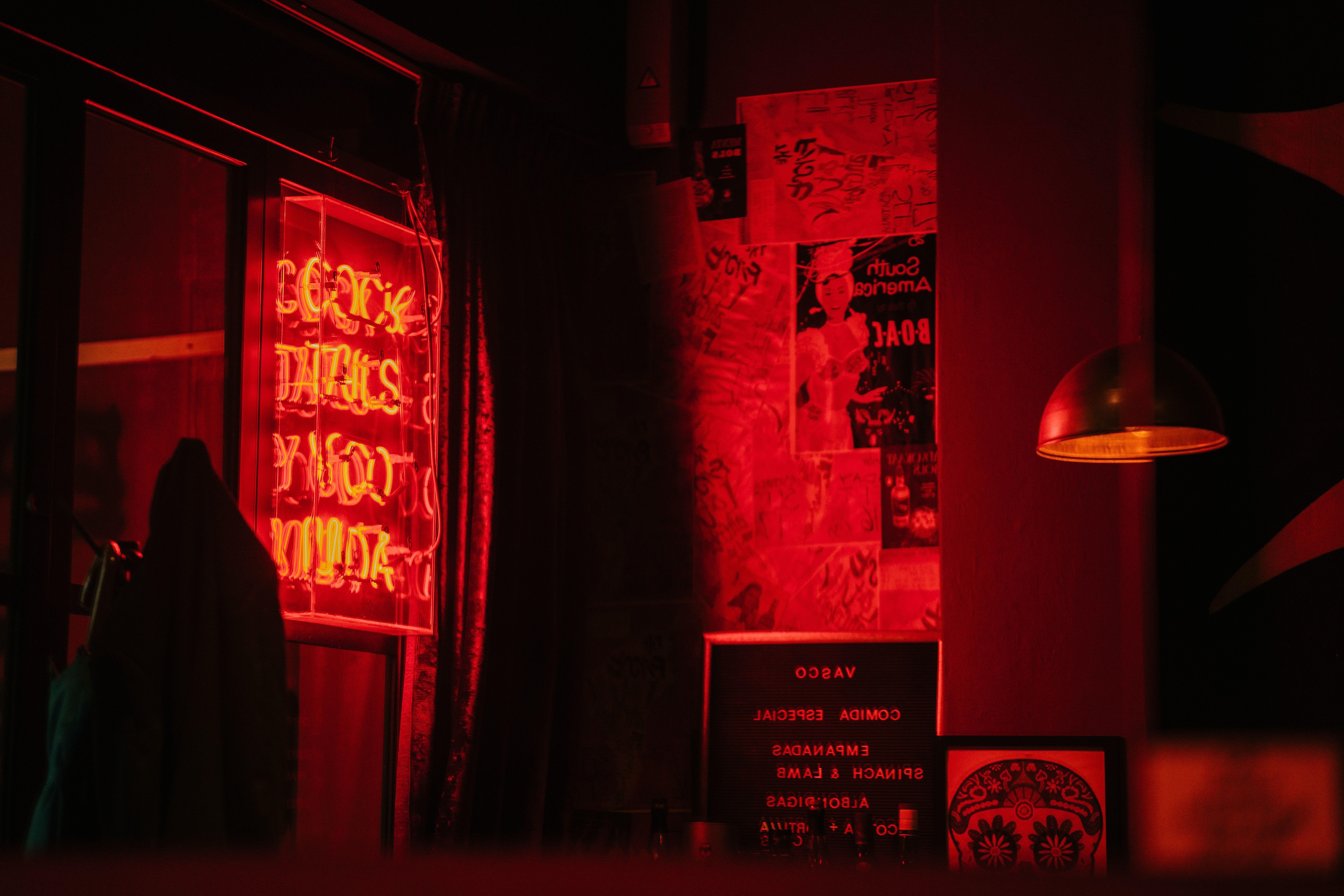 7952x5304 Red Neon Aesthetic HD Wallpaper