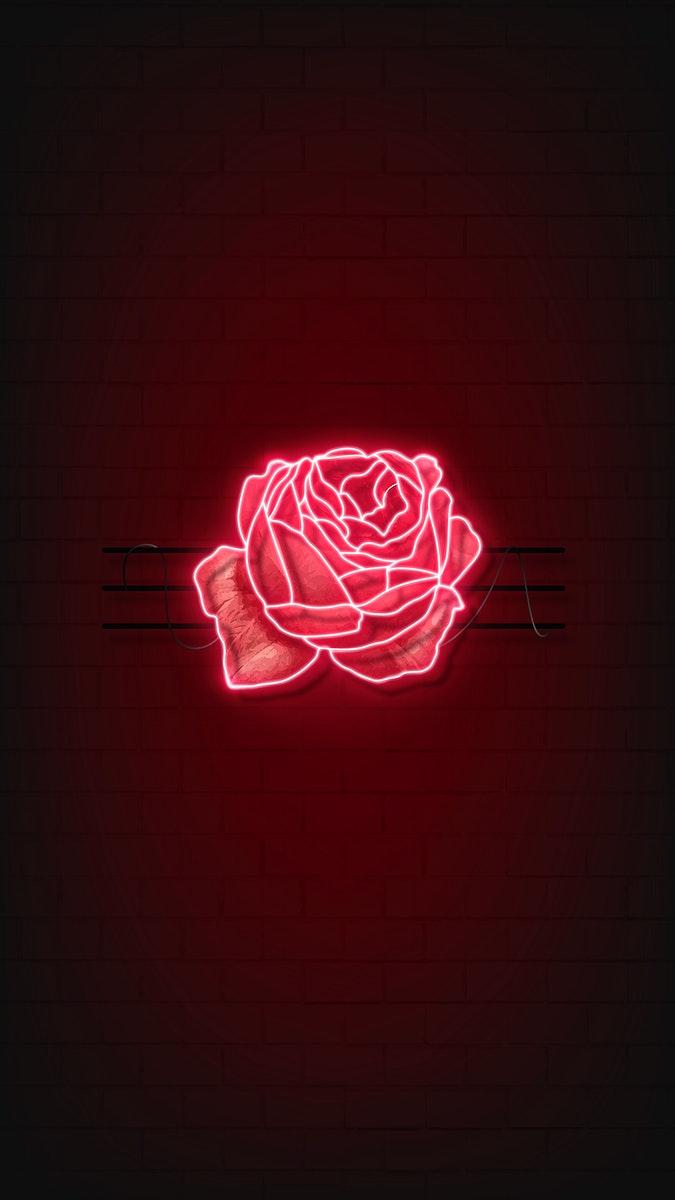 675x1200 Red neon rose mobile phone