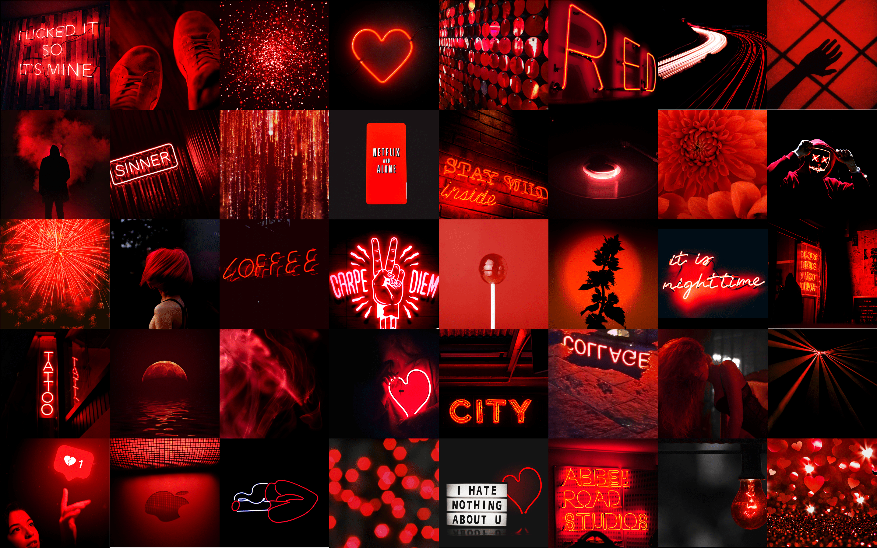 2880x1801 Dark Red Neon Wall Collage Kit. Etsy. Dark red wallpaper, Purple wallpaper iphone, Cute tumblr wallpaper