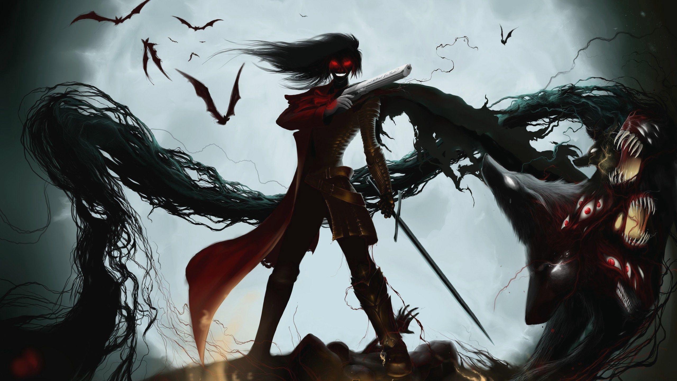 2560x1440 Download wallpaper 2560x1440 hellsing ultimate, alucard, vampire