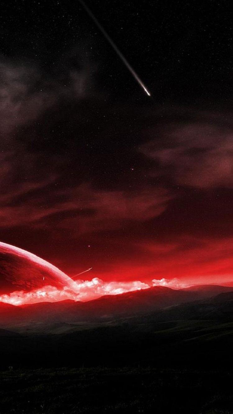 750x1334 red and black phone wallpaper, sky, red, nature, atmosphere, horizon