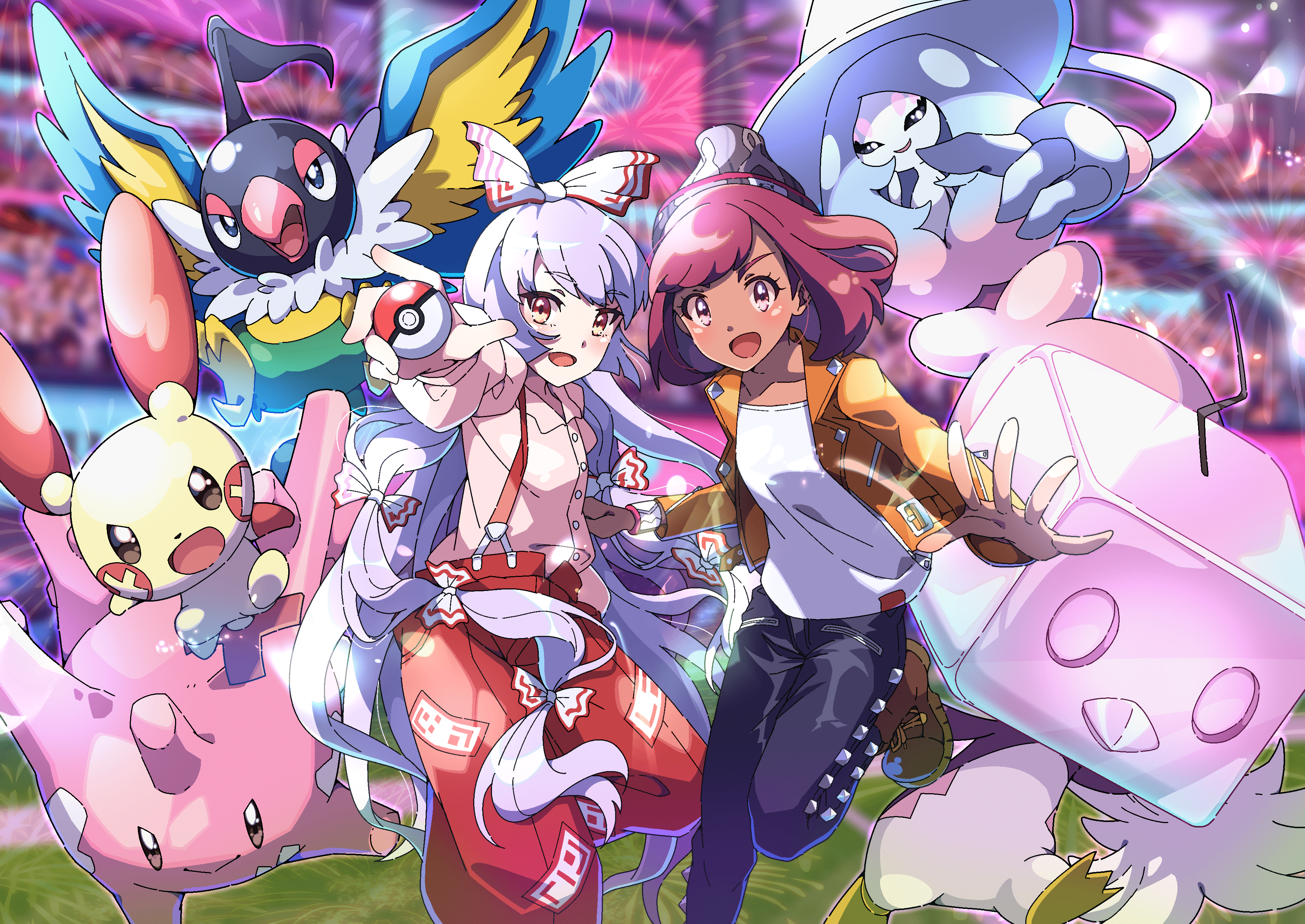 3541x2508 Chatot Pokemon Corsola Pokemon Eiscue Pokemon Fujiwara No Mokou Gloria Pokemon Hatterene Pokemon Plu Wallpaper:3541x2508