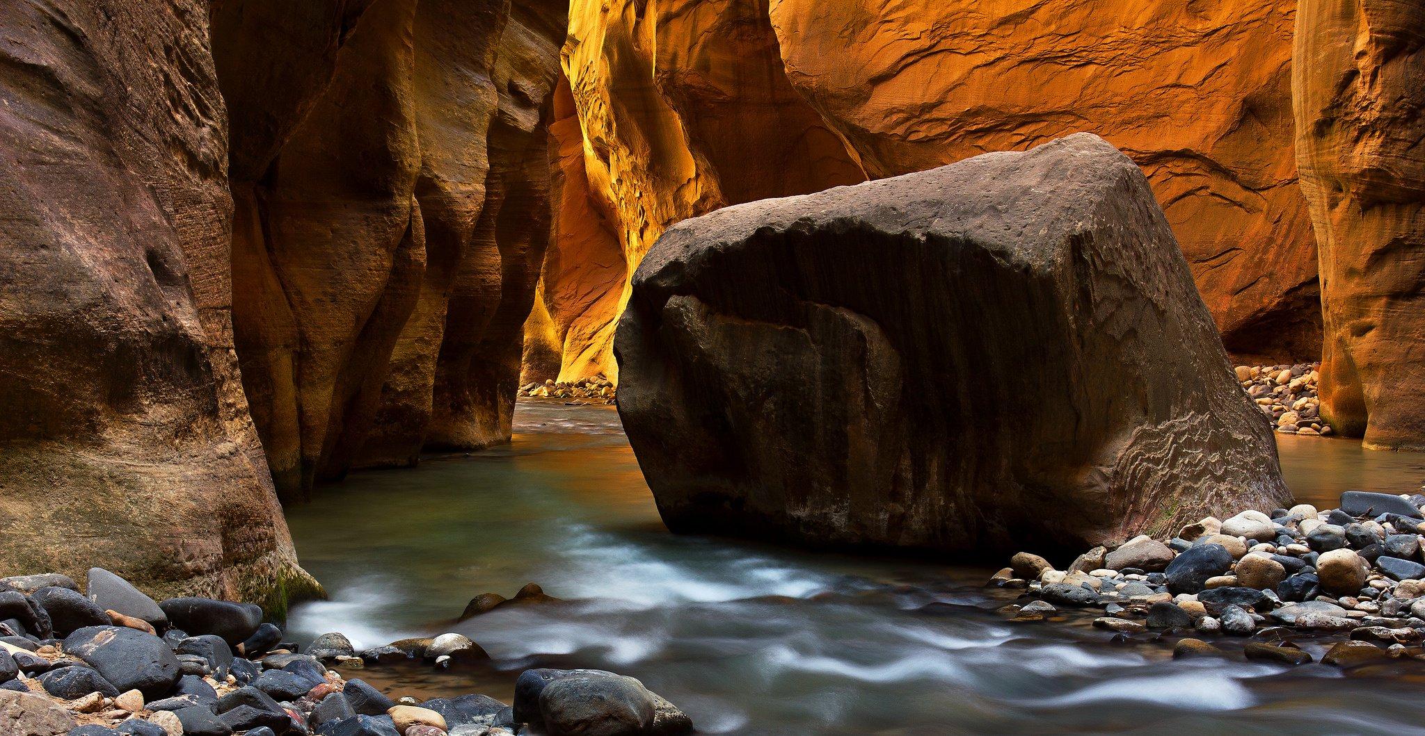 2048x1059 Zion National Park river stream rocks wallpaperx1059