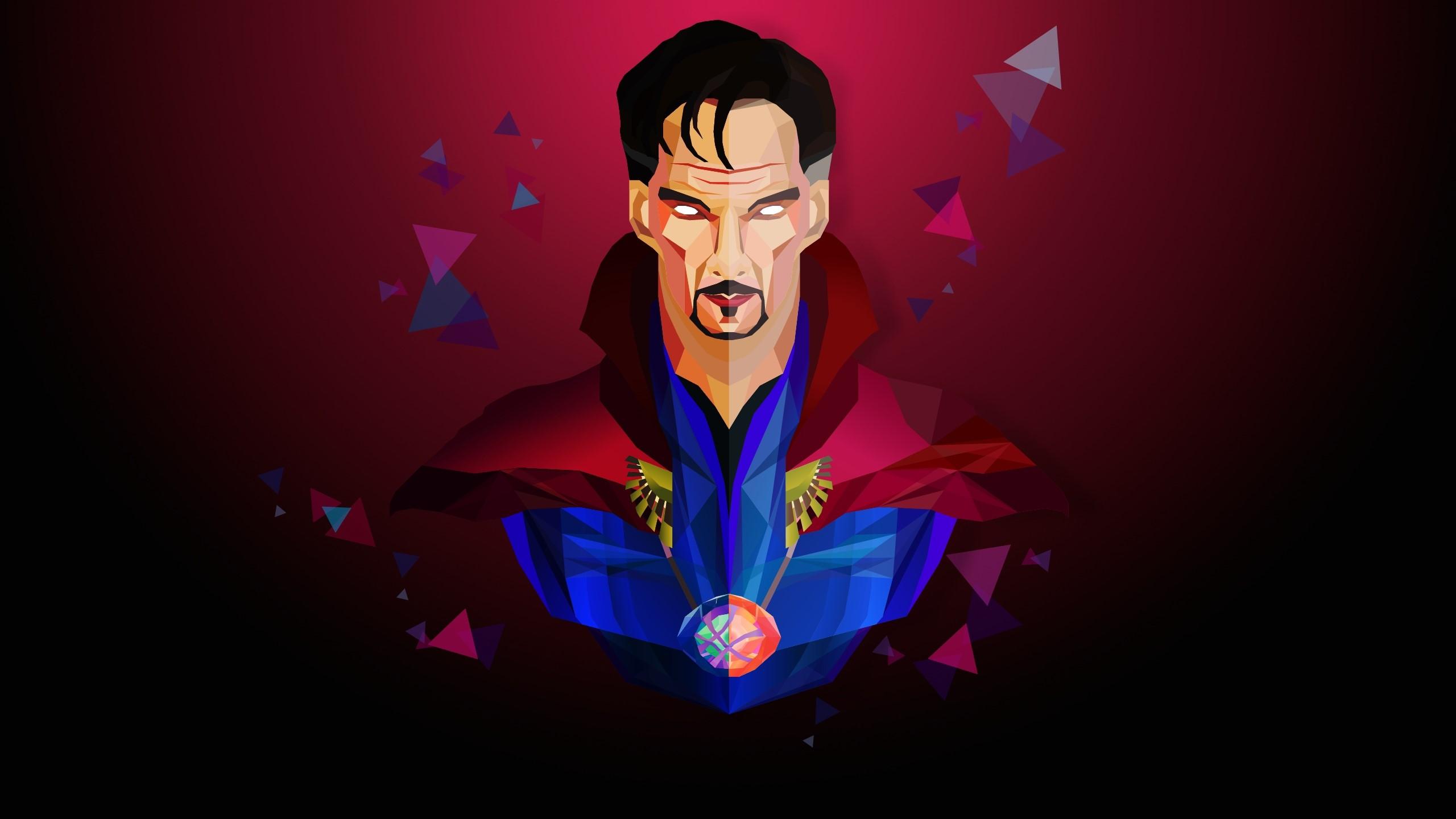 2560x1440 Wallpaper / doctor strange, superheroes, low poly, artist, artwork, digital art, hd, behance