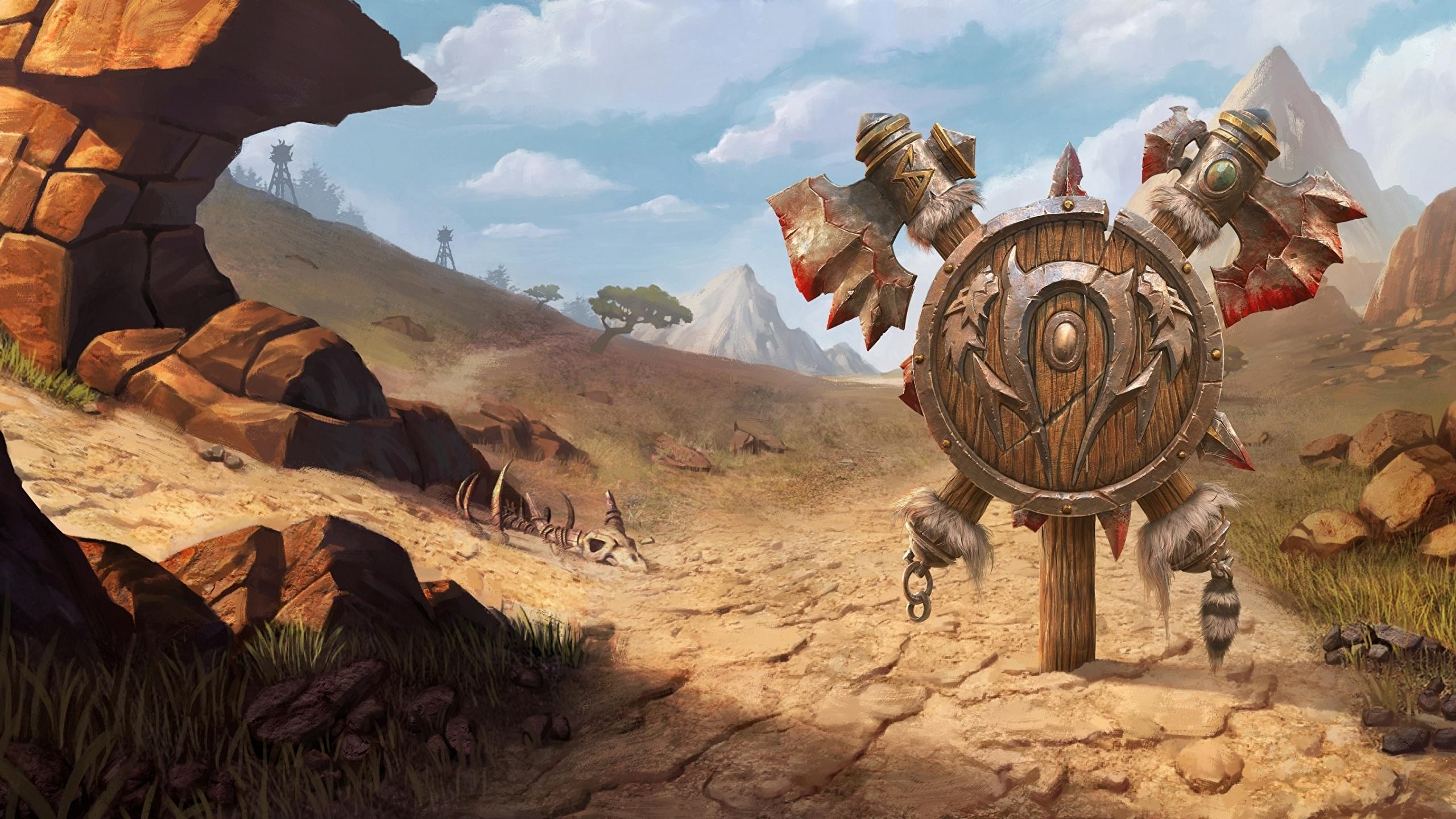 2560x1440 Desktop Wallpaper WoW Shield Battle axes 3: Reforged vdeo 2560x1440