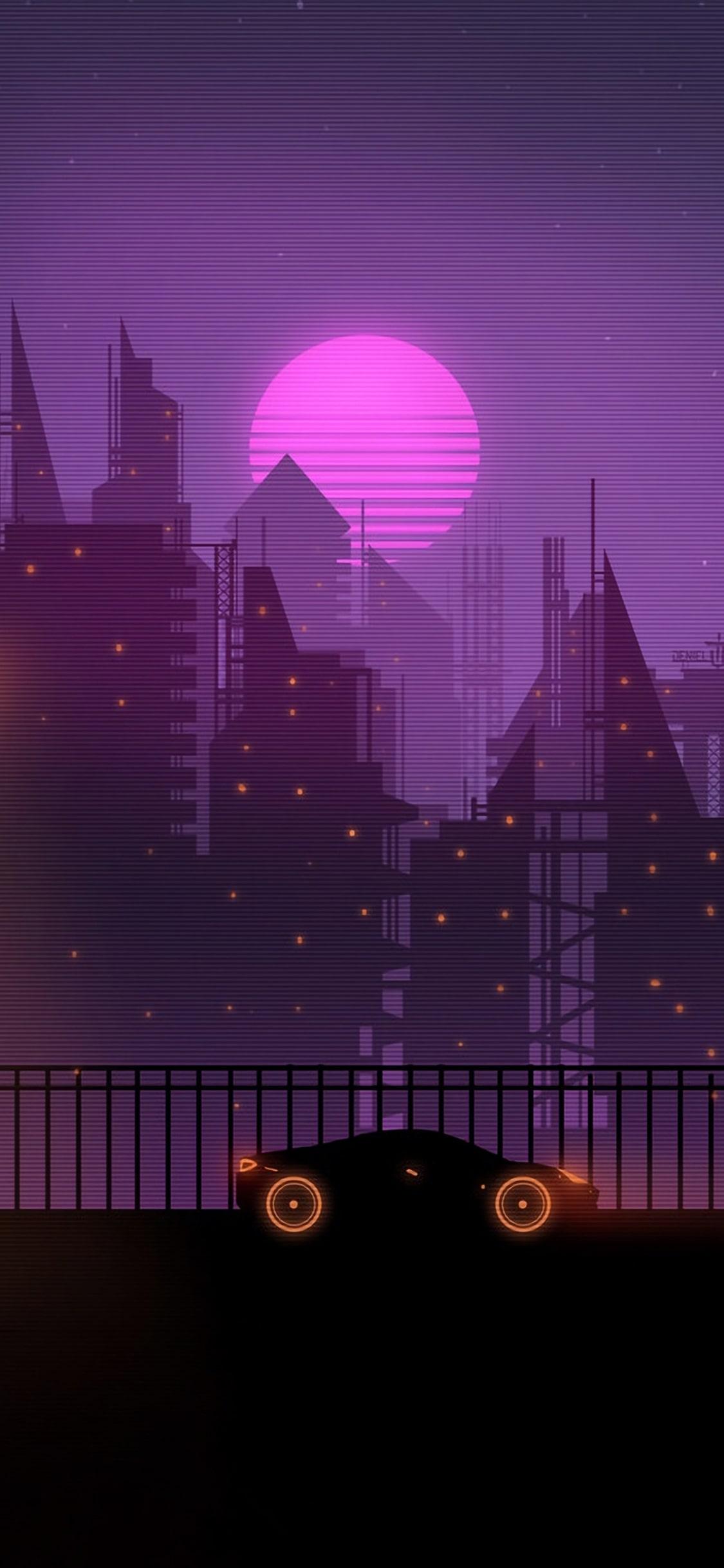 1125x2436 Vaporwave Wallpaper