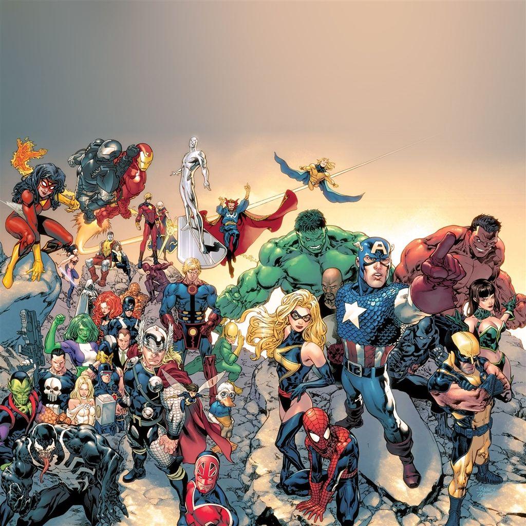 1024x1024 Super Avengers Marvel Comic Drawn Art iPad Air Wallpaper Download. iPhone Wallpaper, iPad wall. Marvel comics wallpaper, Marvel wallpaper, All marvel characters