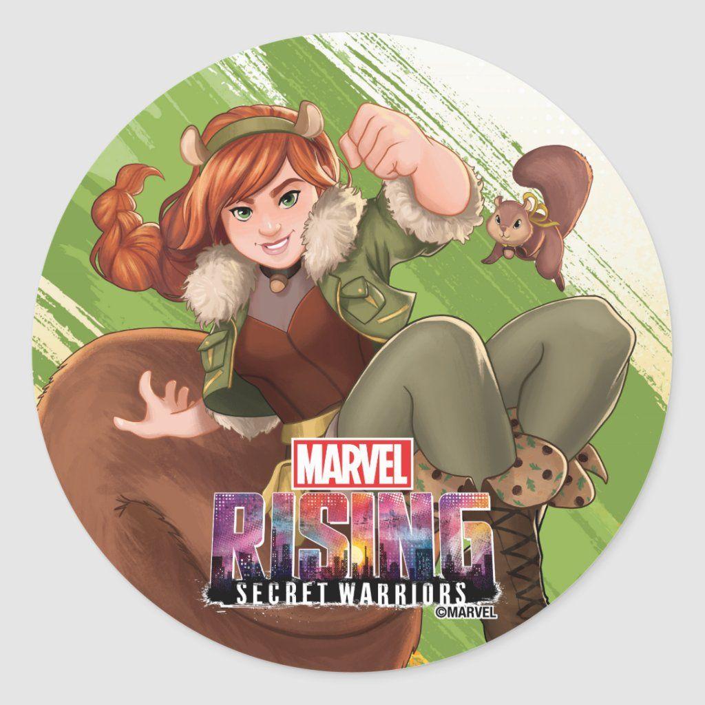 1024x1024 Best Marvel Rising Squirrel Girl & Tippy Toe Jump Classic Round Sticker Marvel Characters