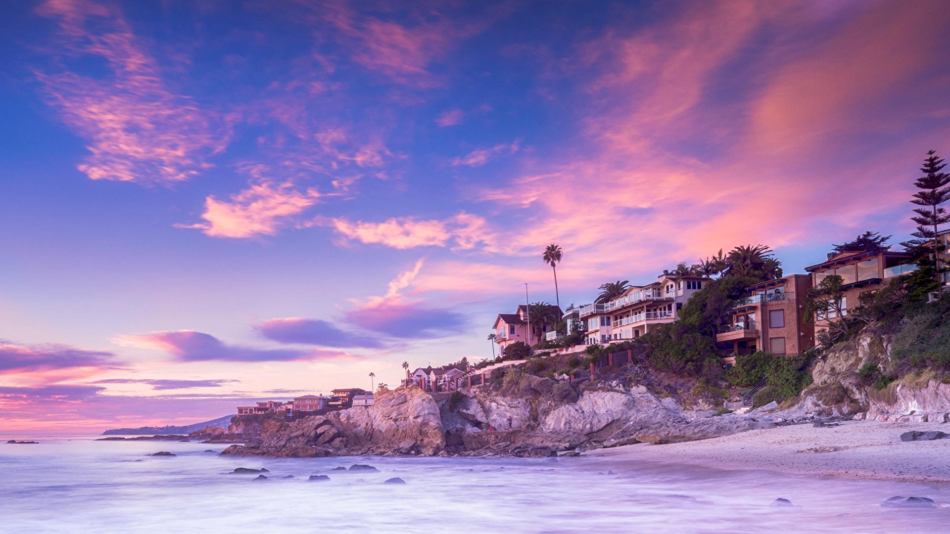 1920x1080 Photo California USA Laguna Beach Crag Nature Sky Coast 1920x1080