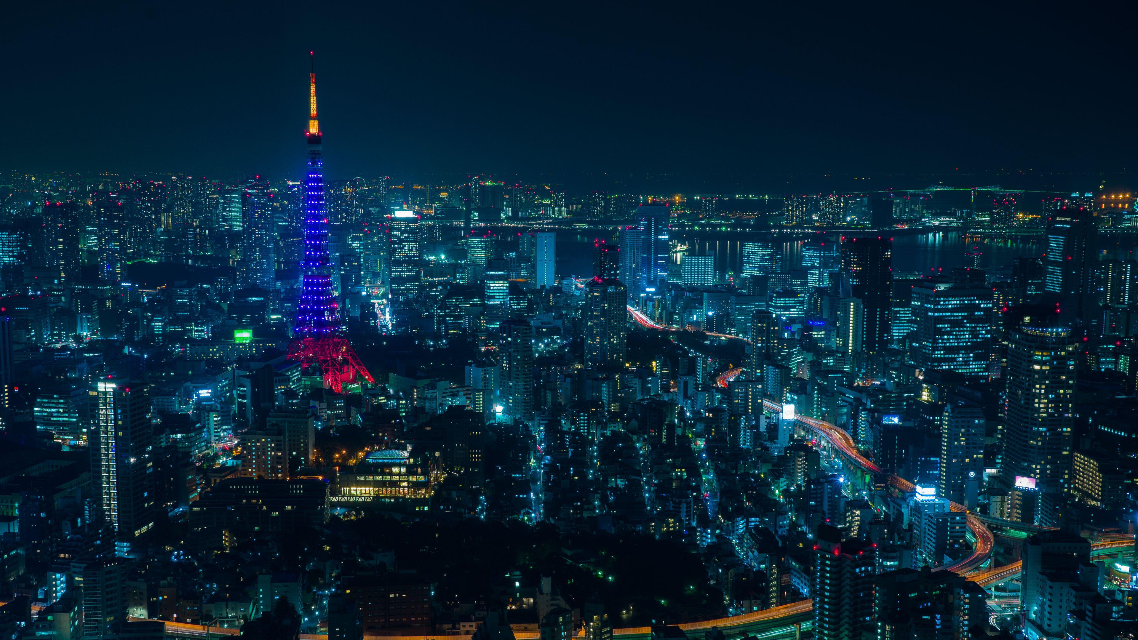 3840x2160 Download wallpaper 3840x2160 tokyo, night city, skyscrapers 4k uhd 16:9 HD background