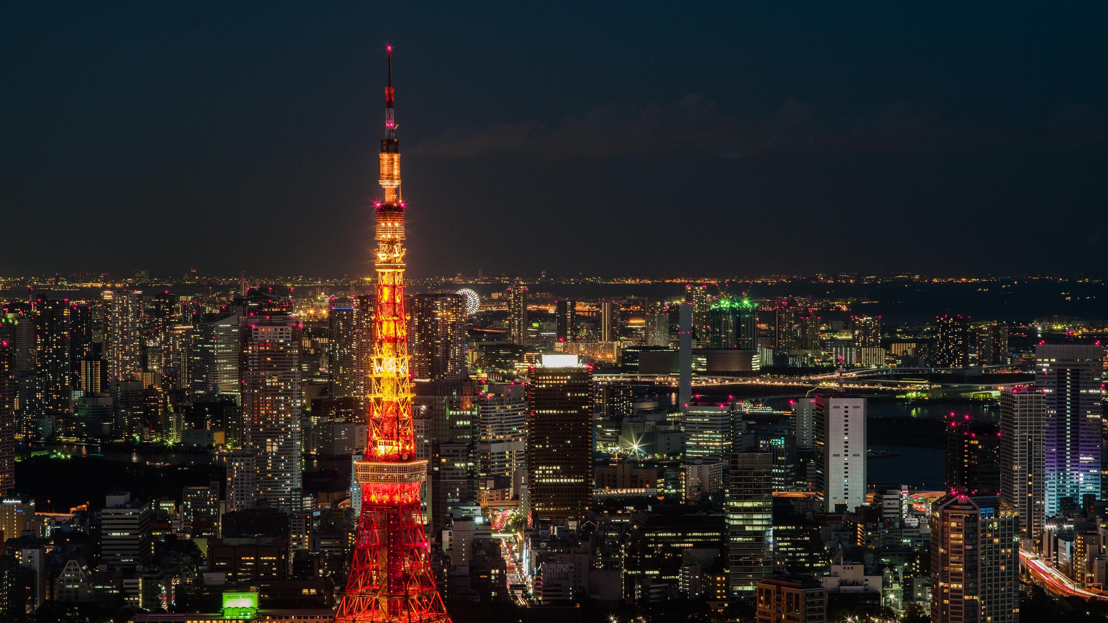 3840x2160 Wallpaper 4k tokyo, night city, tower, skyscrapers 4k Wallpaper