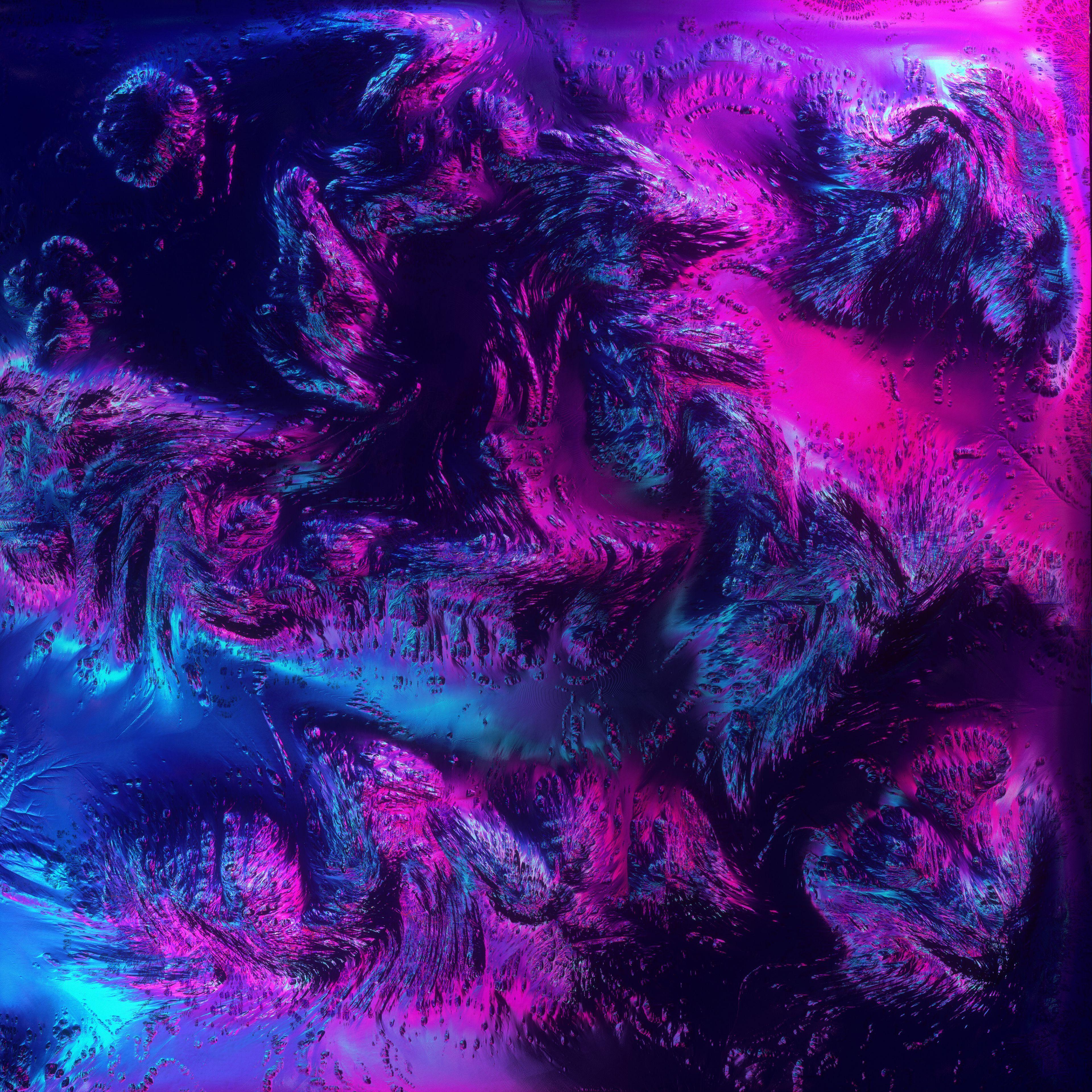 3840x3840 4k Pink And Blue Neon Wallpaper