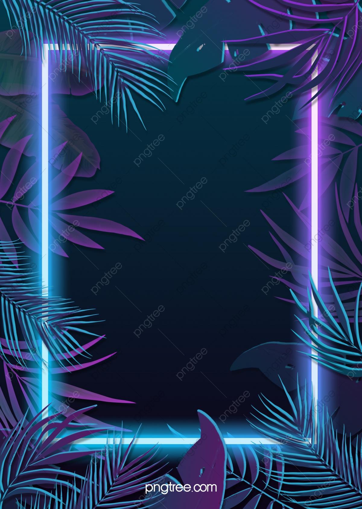 1200x1686 Tropical Plants Blue Purple Neon Effect Leaves Background, Tropical Plants, Leaf, The Neon Lights Background Image for Free Download