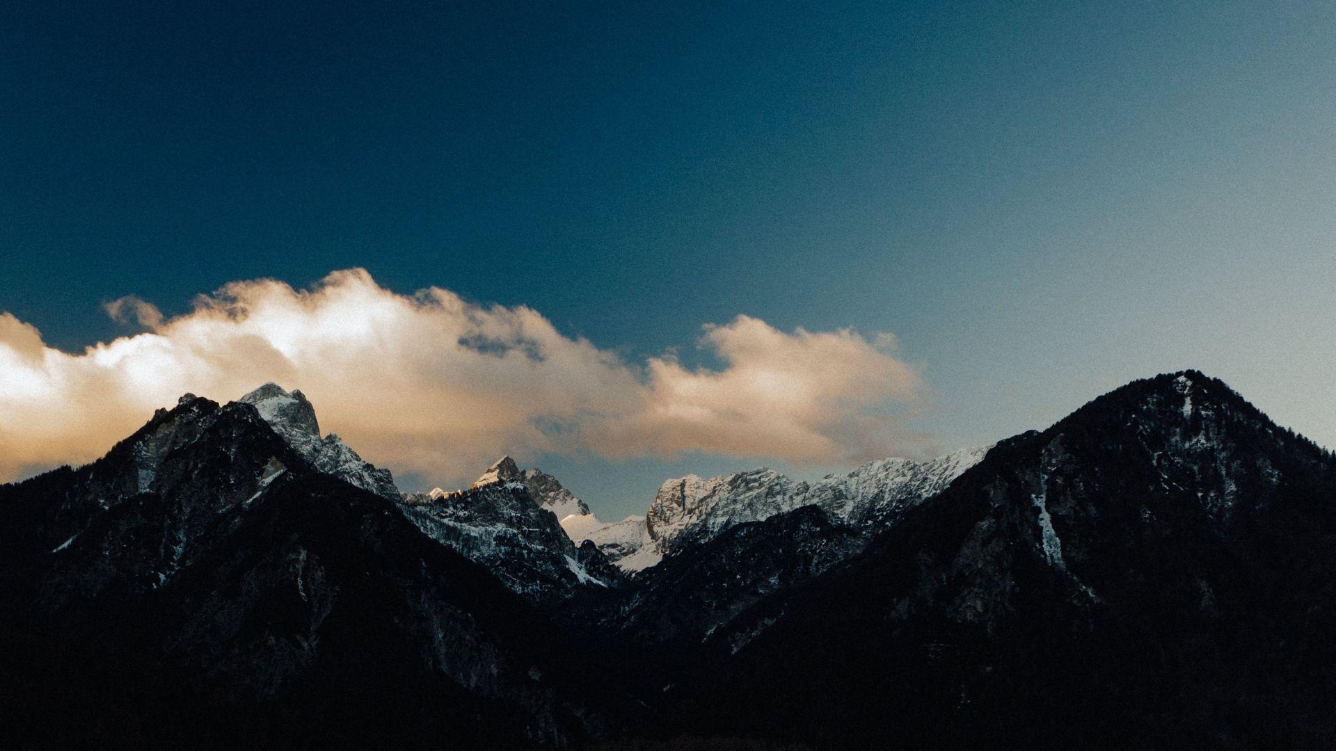 1920x1080 Desktop wallpaper mountains, clouds, sky, dark, nature, HD image, picture, background, 51c936