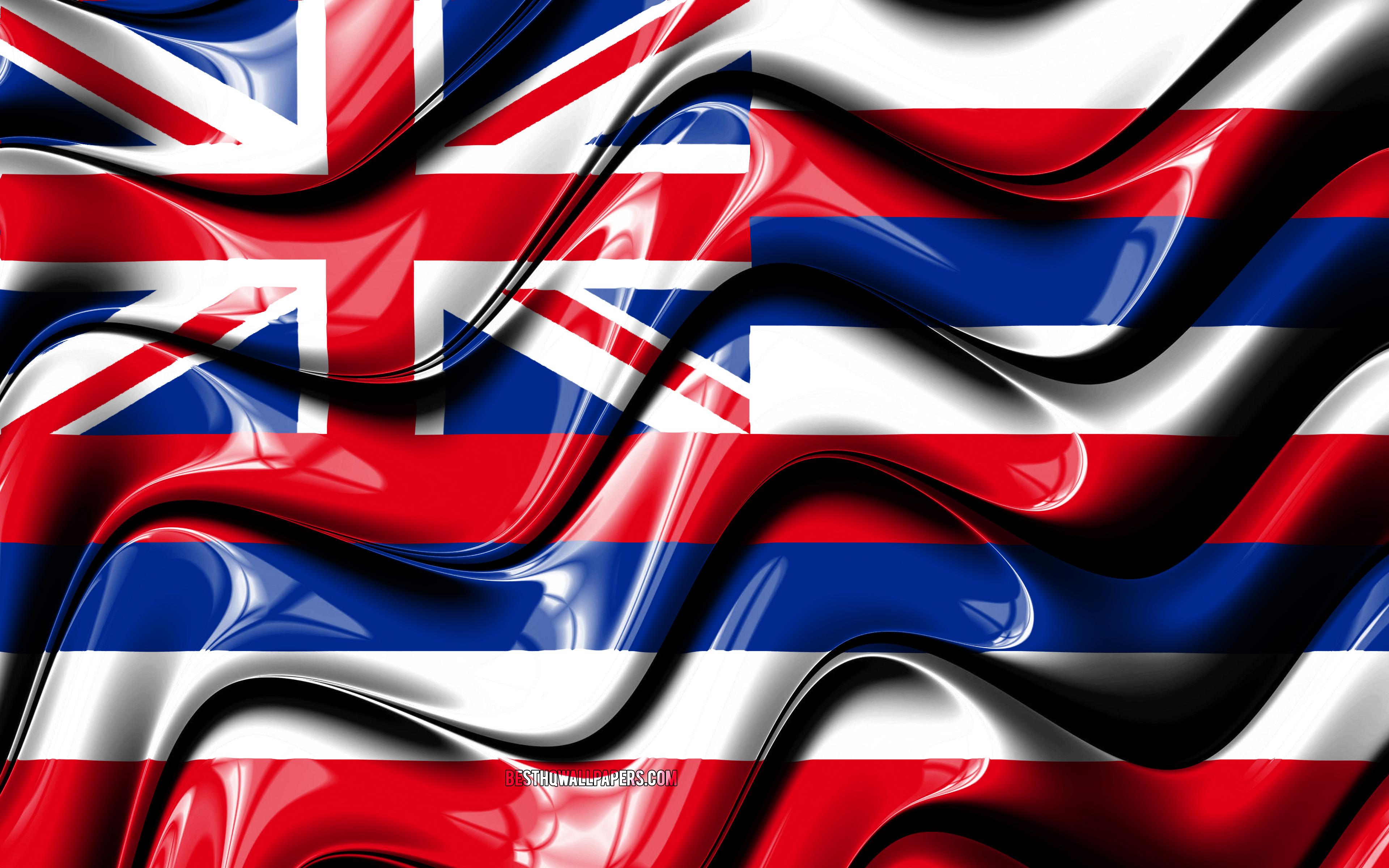 3840x2400 Download wallpaper Hawaii flag, 4k, United States of America, administrative districts, Flag of Hawaii, 3D art, Hawaii, american states, Hawaii 3D flag, USA, North America for desktop with resolution 3840x2400. High Quality
