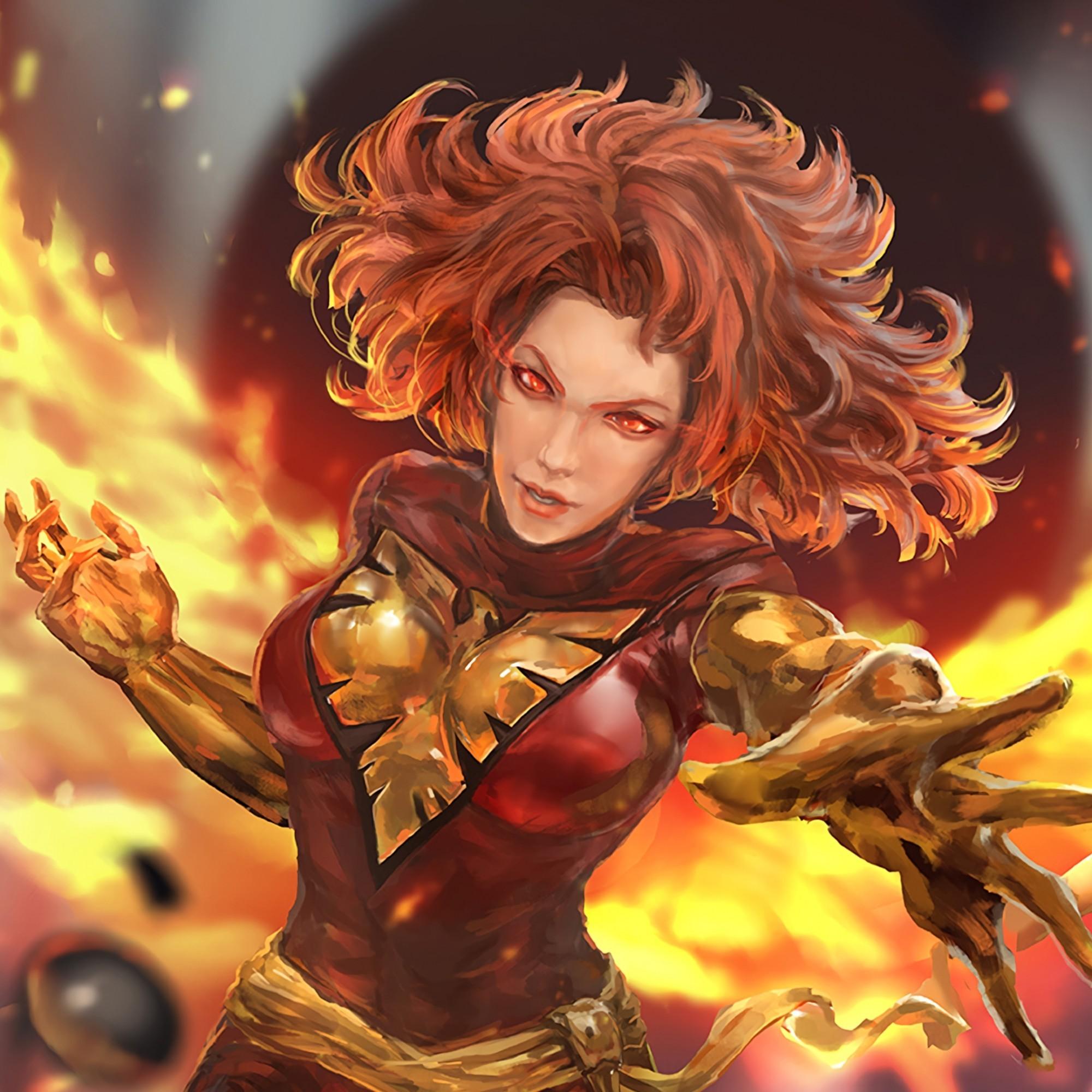 2000x2000 X Men, Jean Grey, Dark Phoenix, Marvel Girl, Red Eyes, Grey Marvel Girl And Pheonix