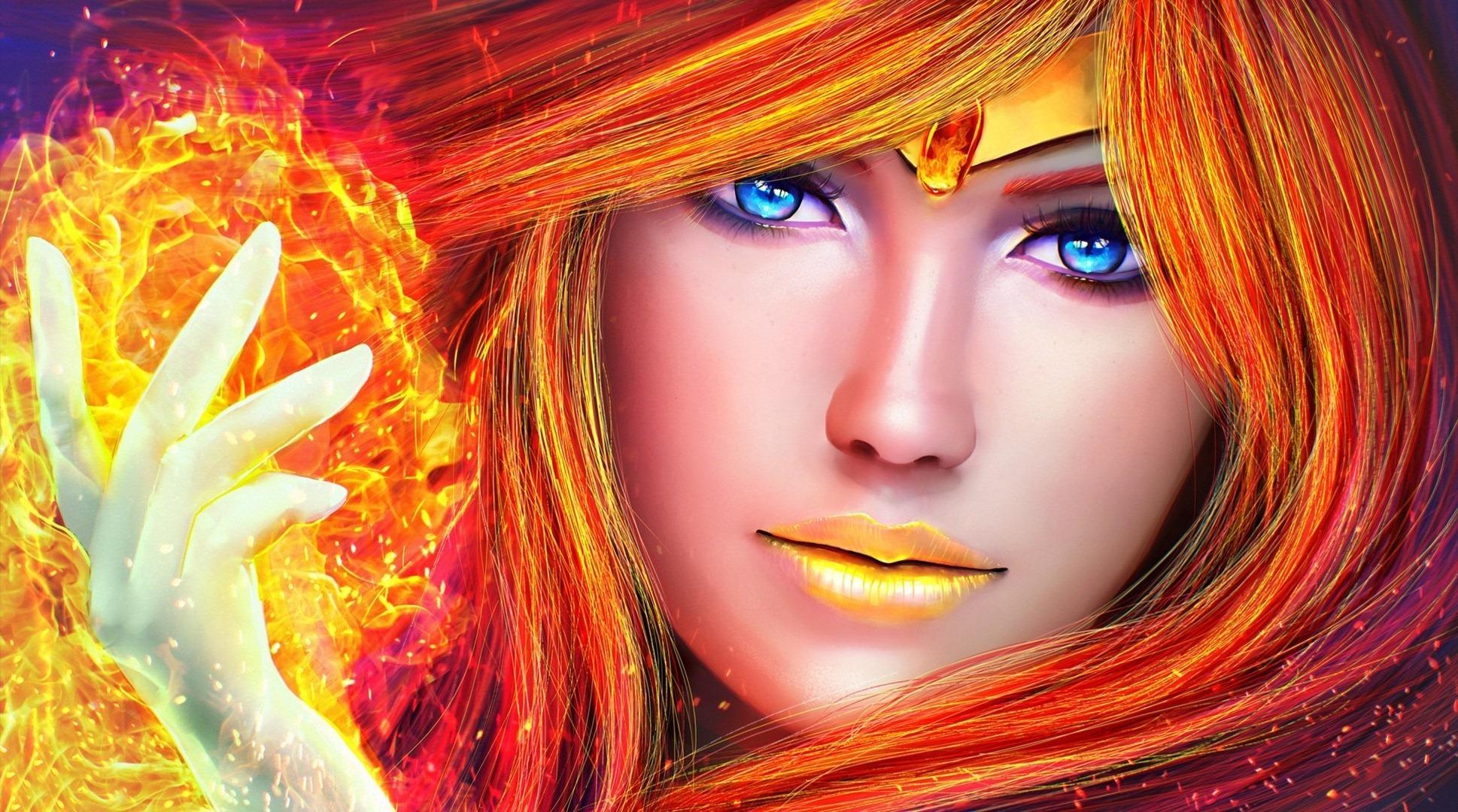 1938x1080 Phoenix Girl Face Wallpaper 12505