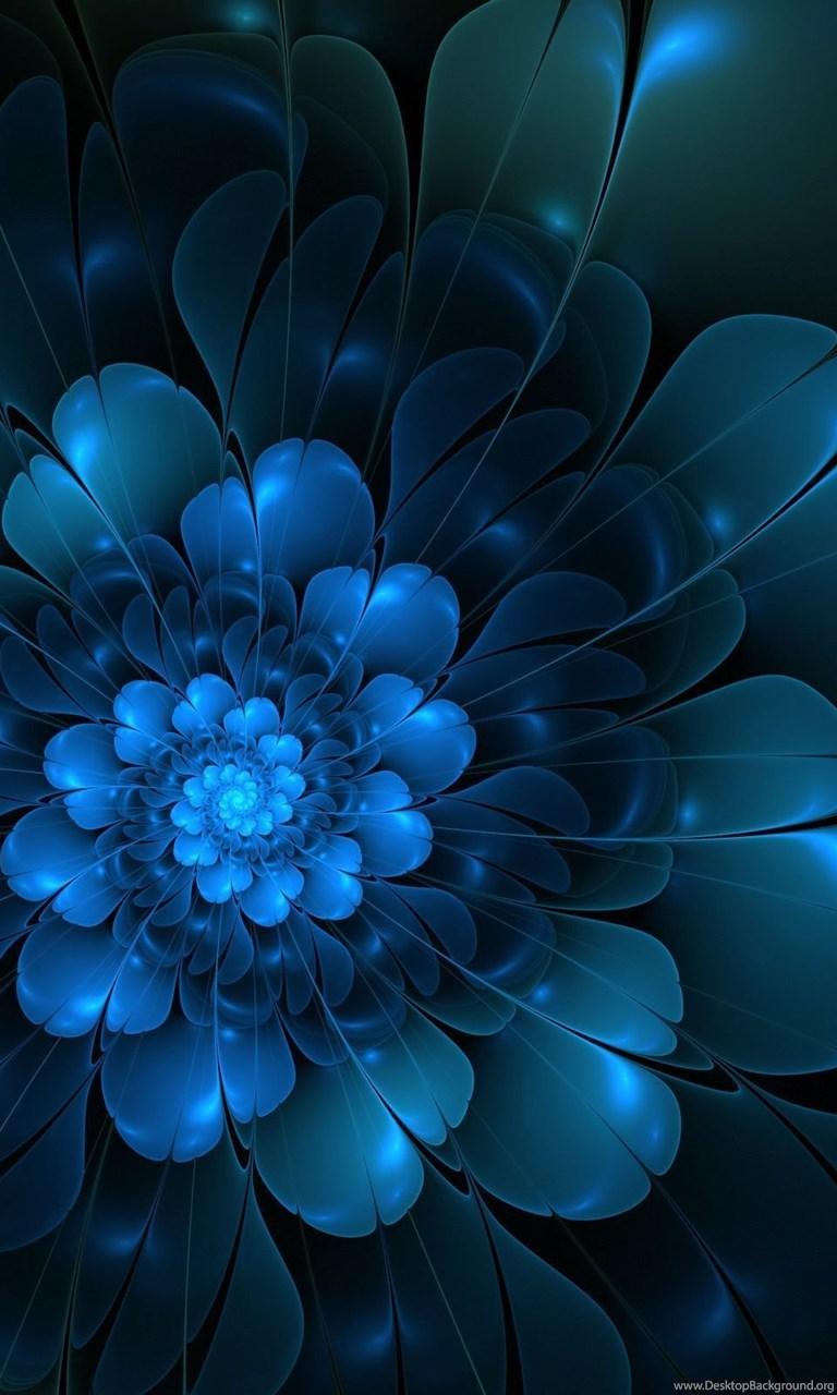 768x1280 Blue Flower Dark Background Creative Desktop Background